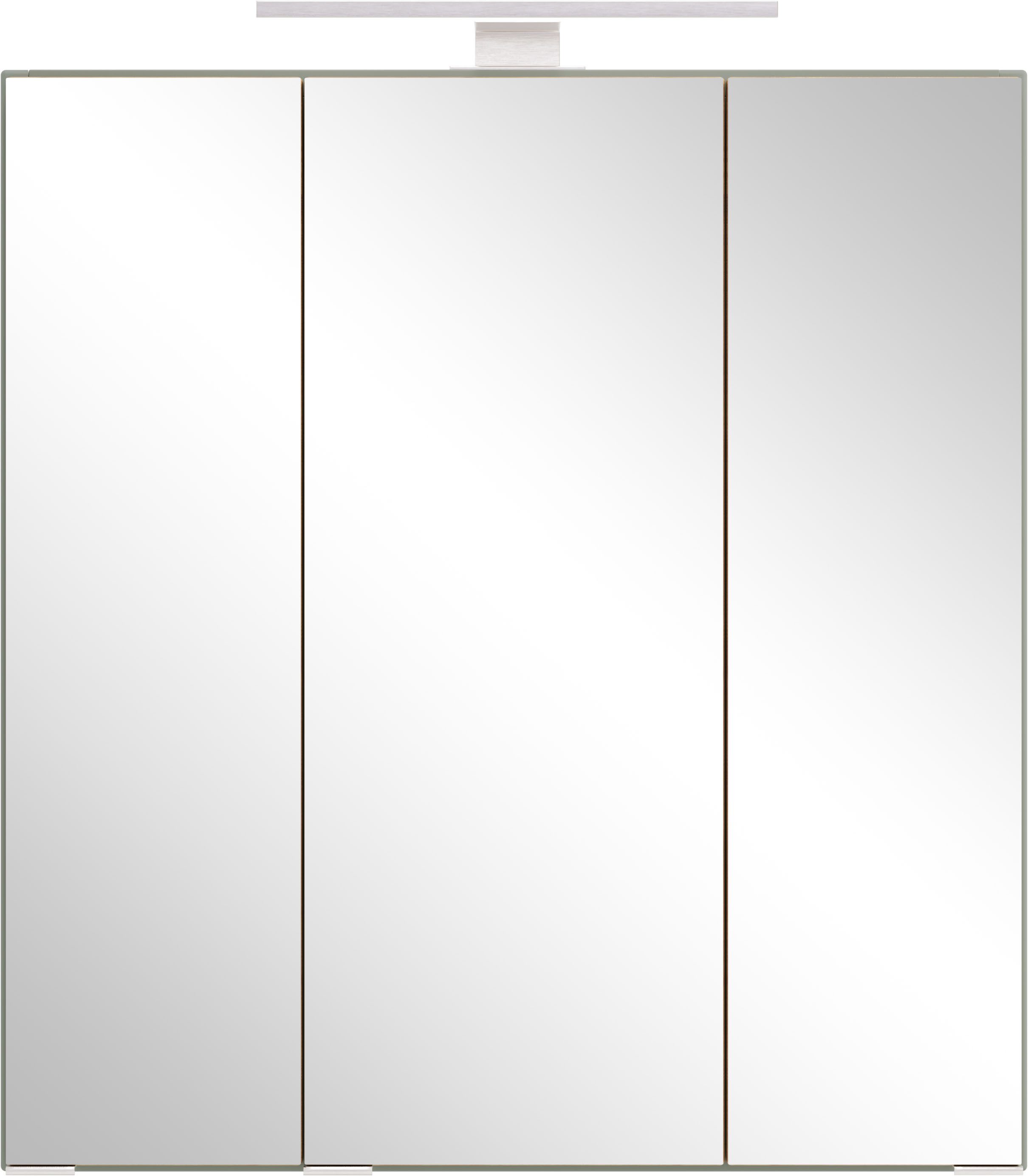 welltime Spiegelschrank TRIENT, 3D-Spiegelschrank 60 cm, gedämpfte Scharniere (Maße (B/H/T): ca. 60/64/20 cm) Schilfgrün/Wildeiche, gedämpfte Scharniere
