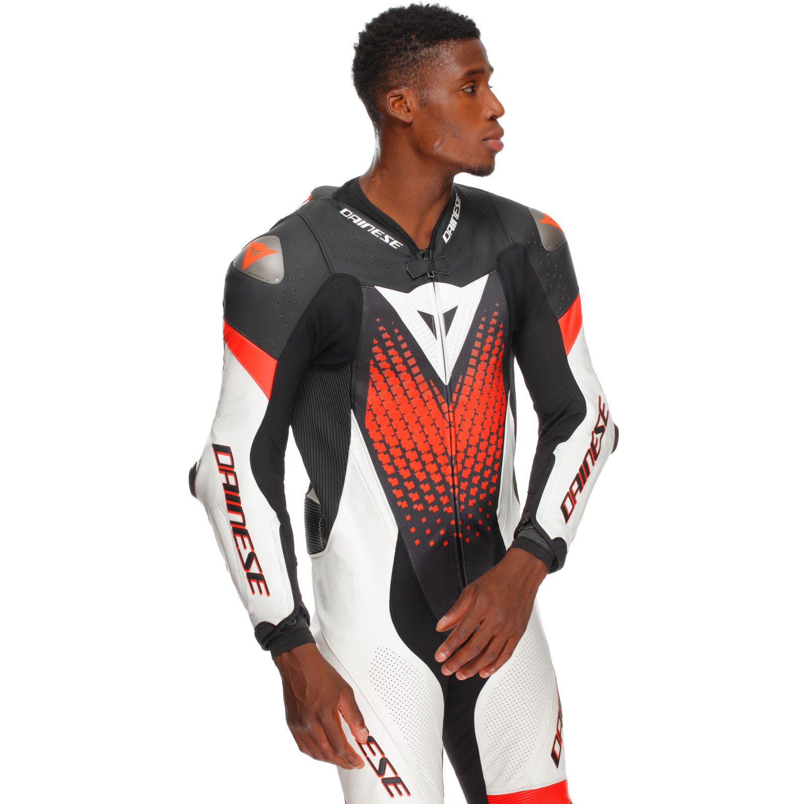 Dainese Motorradkombi Dainese Laguna Seca 6 1 tlg. Lederkombi Schwarz / Weiss / Fluo-Rot