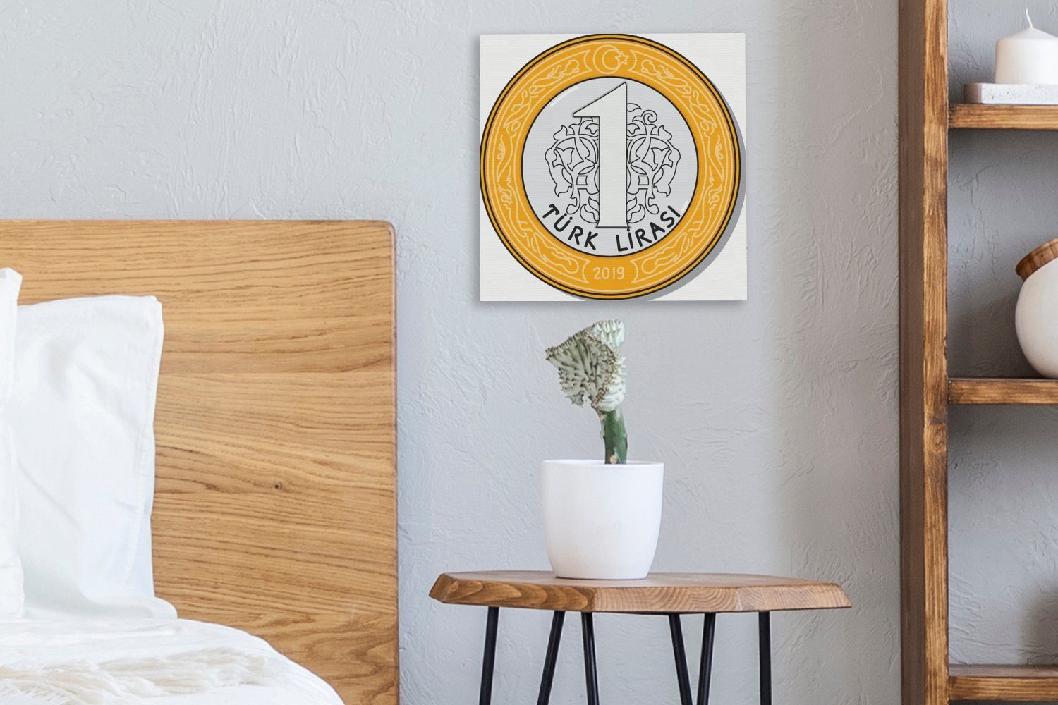 OneMillionCanvasses® Leinwandbild türkischen Lira Nahaufnahme in einer Schlafzimmer Wohnzimmer St), Bilder (1 Leinwand Illustration, einer für