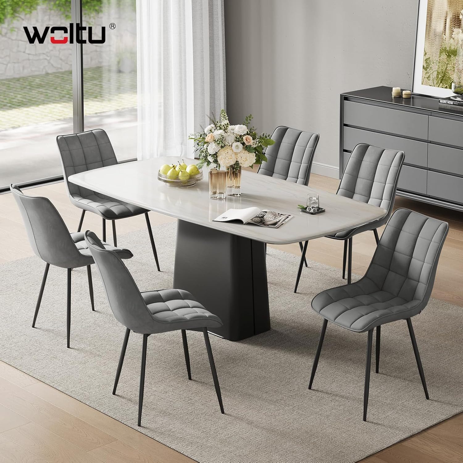 Woltu 4-Fußstuhl (6 St), Küchenstuhl Polsterstuhl Design Stuhl, aus Samt günstig online kaufen