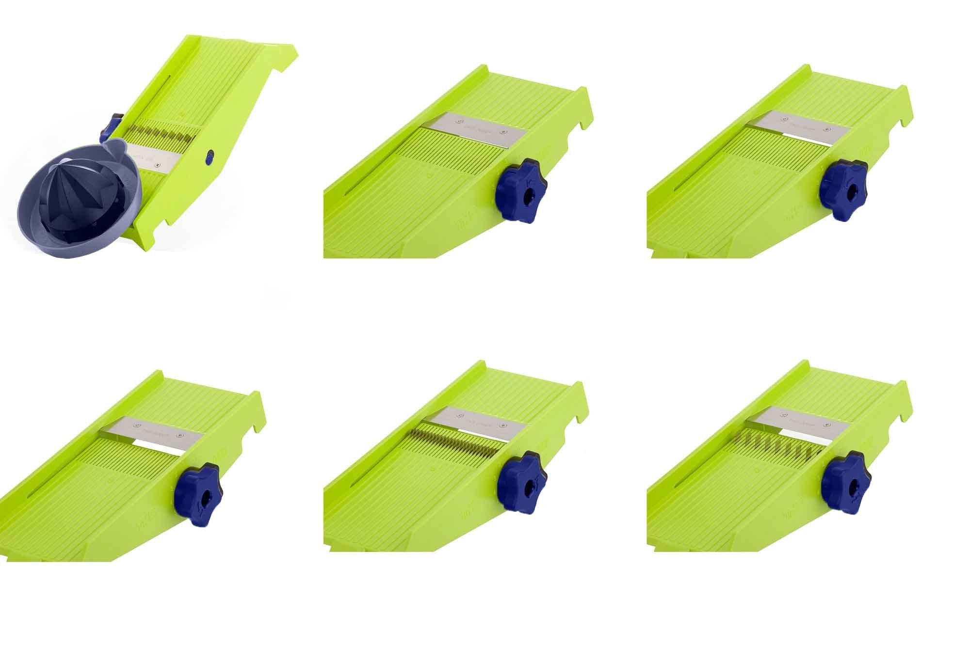 TNS 2000 Gemüsehobel TNS 2000 All in ONE Gemüsehobel Küchenhobel Gemüsereibe Kiwi mit Blau, Kunststoff, (Hobel mit Restehalter, 2-St) – Bild 4 von 5