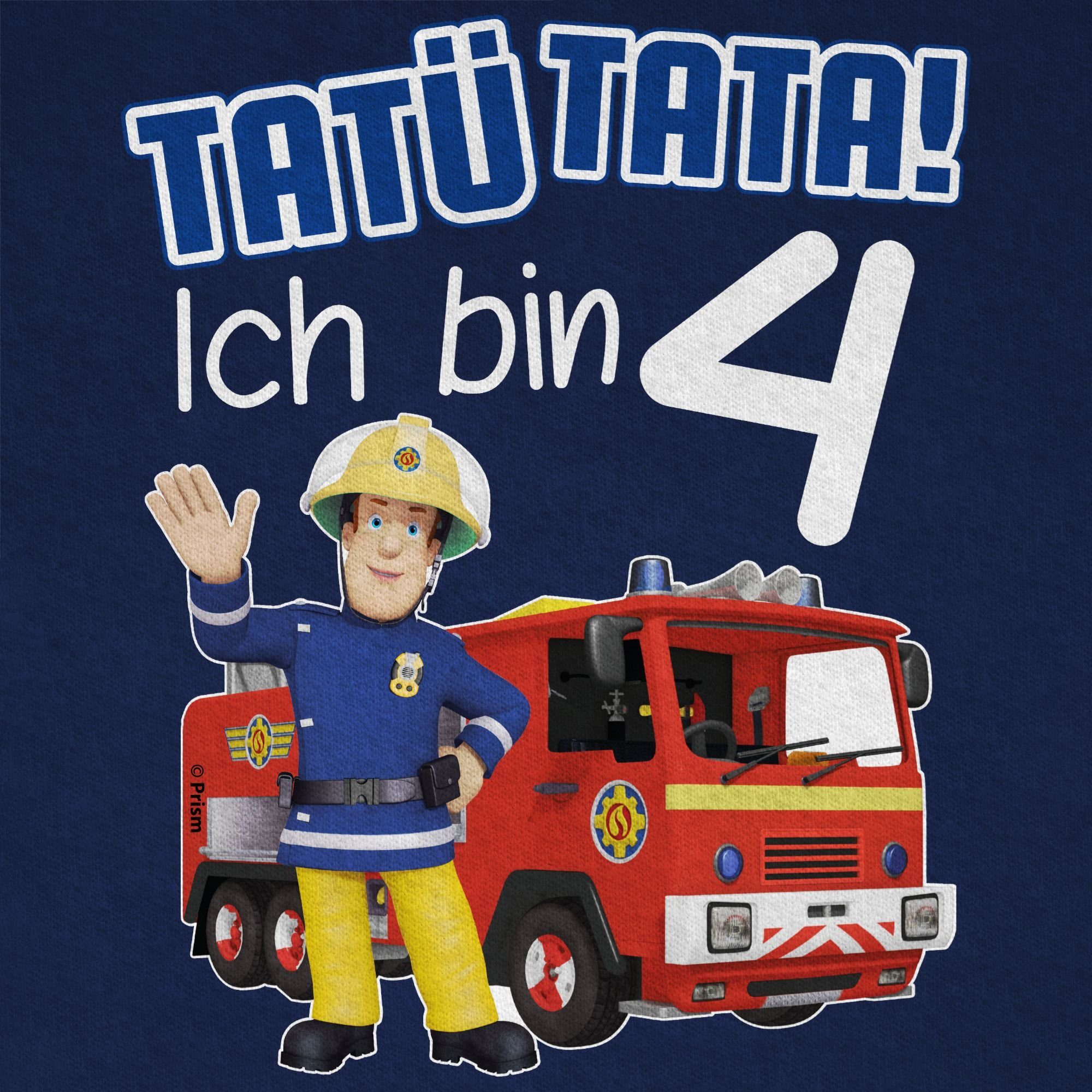 Geburtstag 4 Shirtracer Dunkelblau 03 Sam Tata! Ich bin Jungen Feuerwehrmann Tatü T-Shirt