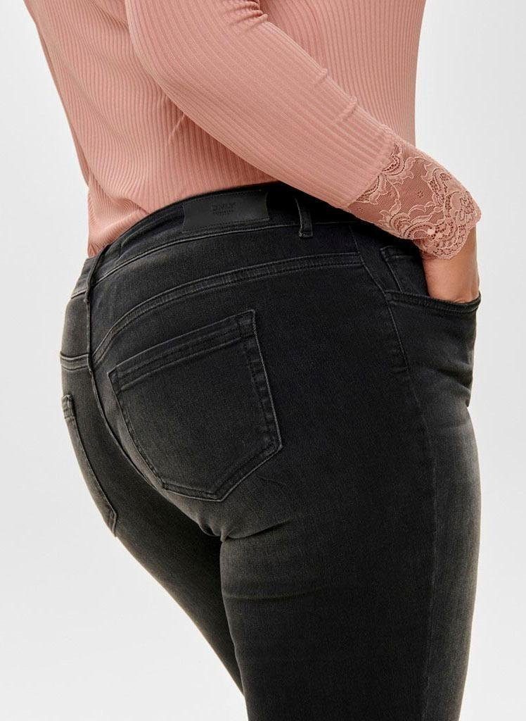 ONLY CARMAKOMA Skinny-fit-Jeans CARWILLY REG SK ANK JNS in washed-out Optik
