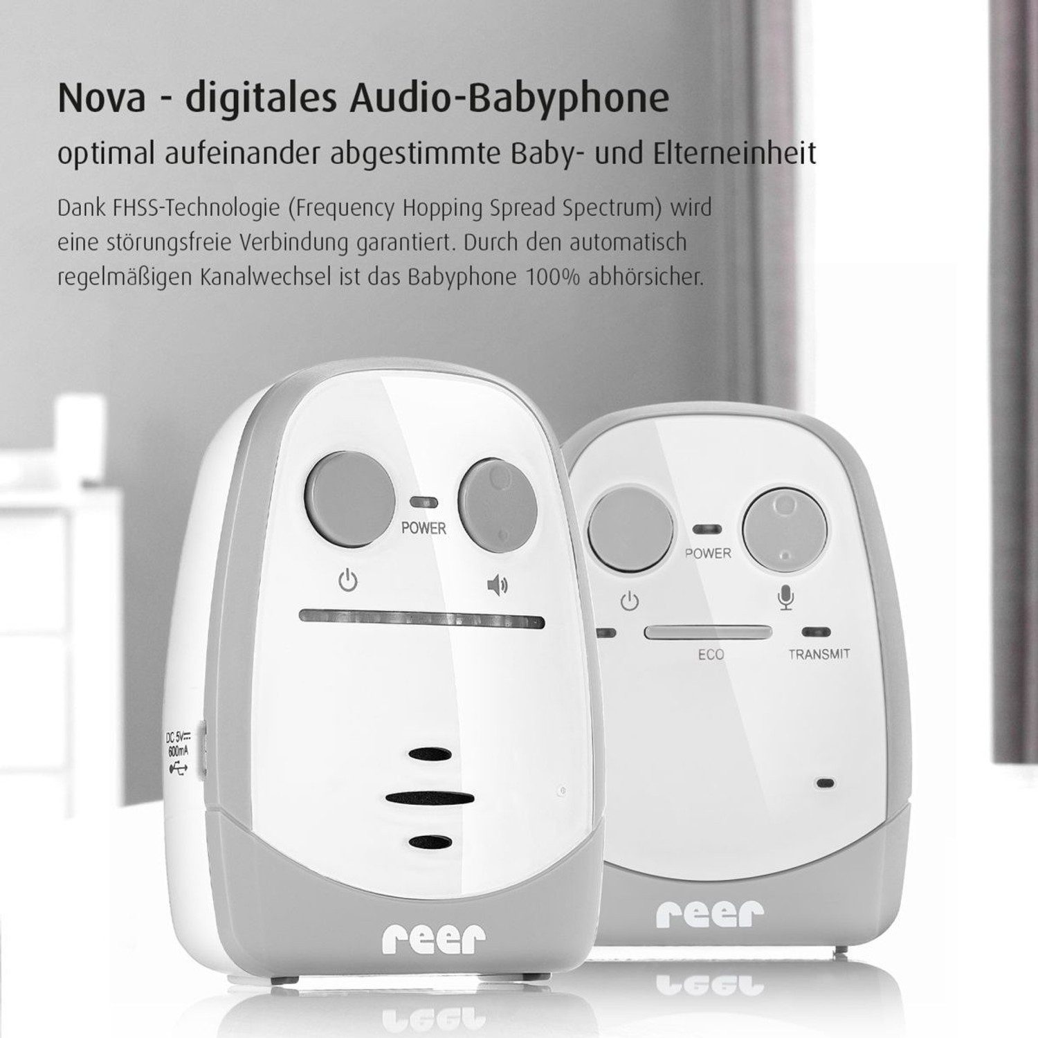 Reer Babyphone Audio-Babyphone, Audio Babyphone, 1-tlg., bis zu 450 Meter Reichweite, bis zu 450 Meter Reichweite