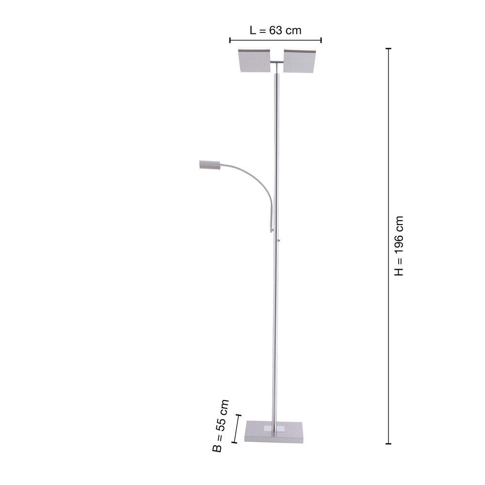 SellTec Stehlampe LED Deckenfluter Ruben Watt, Kippschalter, - kaltweiß, Home RGB, 2xLED-Board Smart dimmbar, dimmbar / per schwenkbar Fernbedienung, RGB, warmweiß Fluter + 11