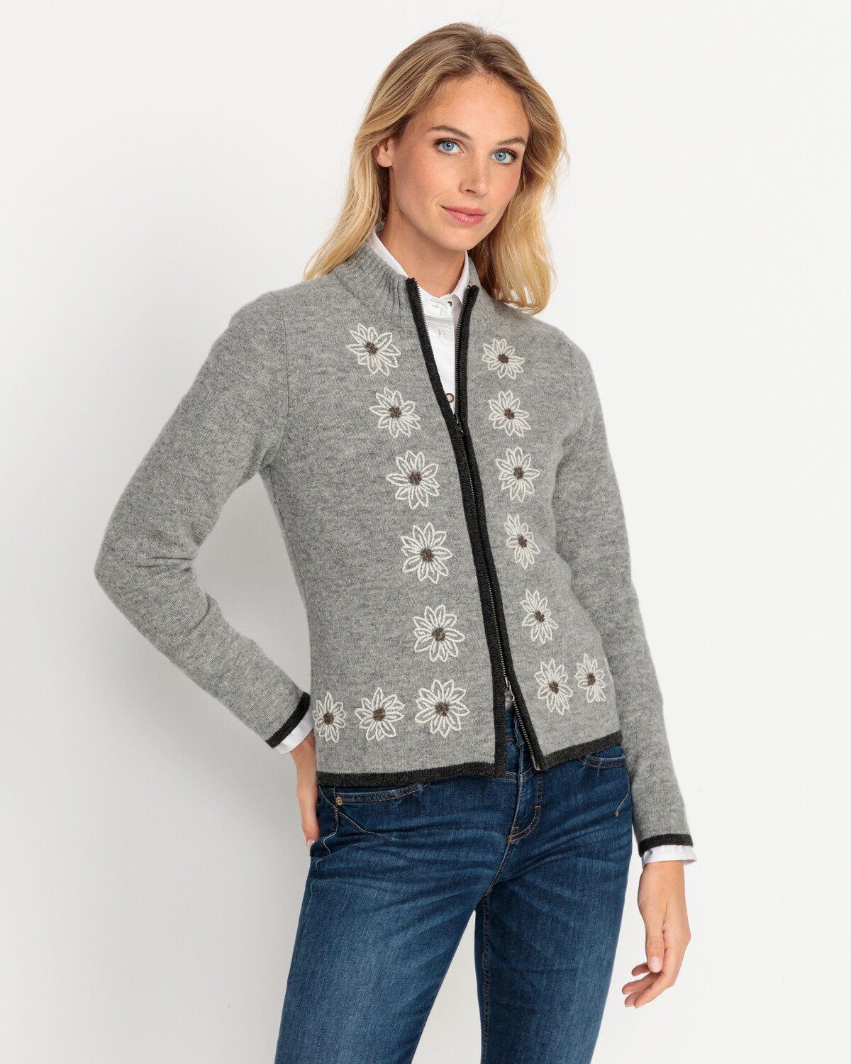 Luis Steindl Strickjacke Strickjacke mit Edelweiß