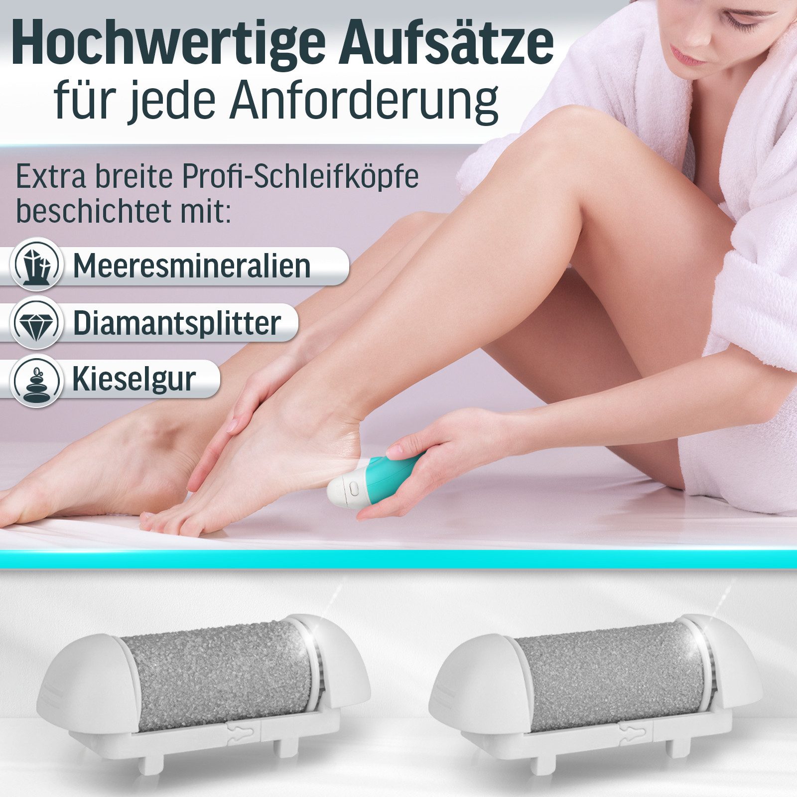 Grundig Hornhautentferner Ersatzrolle Grundig Hornhautentferner elektrisch Pro - 2 Erstazrollen, Austauschbare Ersatzrollen grob mittel