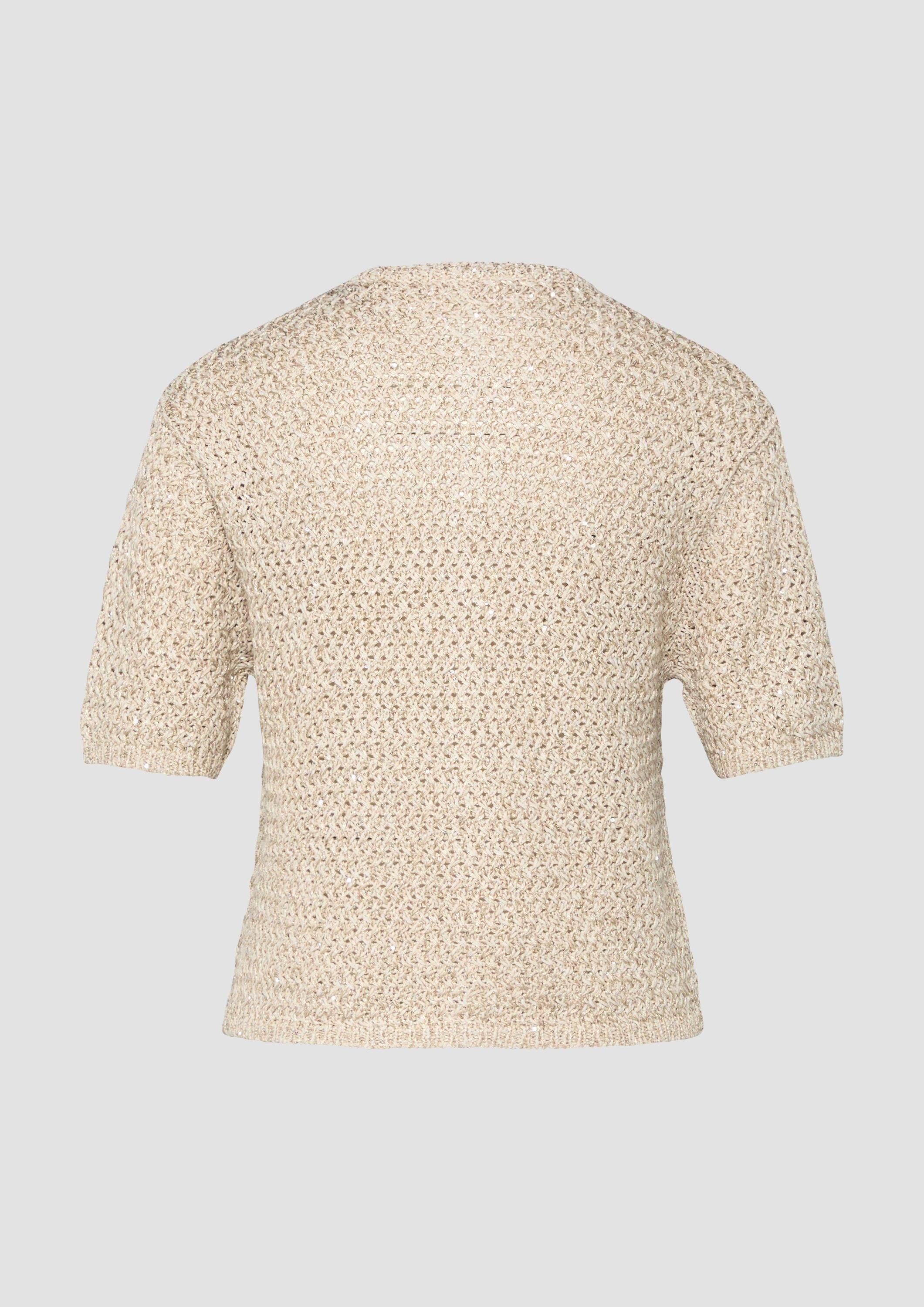 s.Oliver Cardigan Strickjacke Kurzarm-Rundhalscardigan mit Pailletten