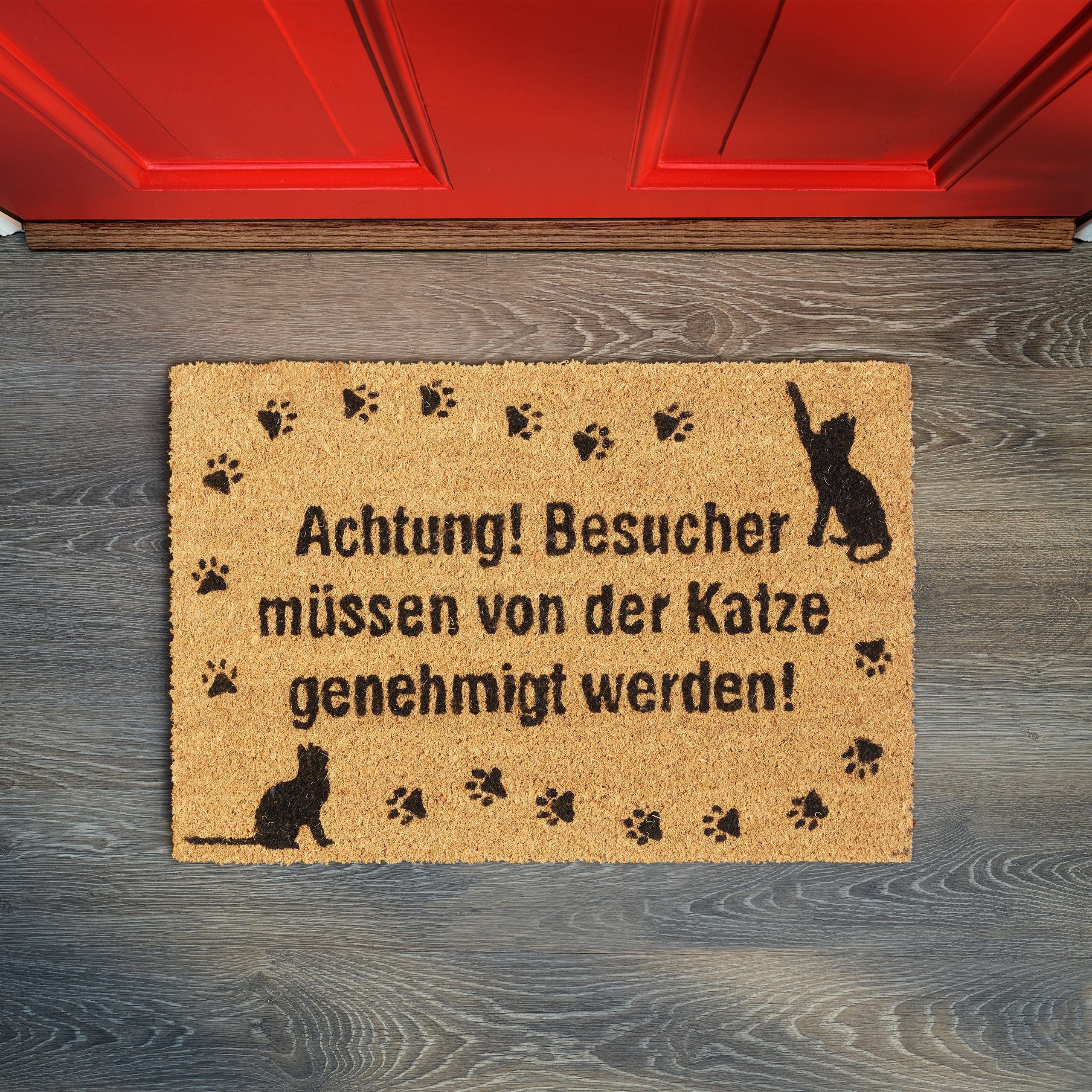 relaxdays Fußmatte Kokos Katze, Höhe: 15 günstig online kaufen