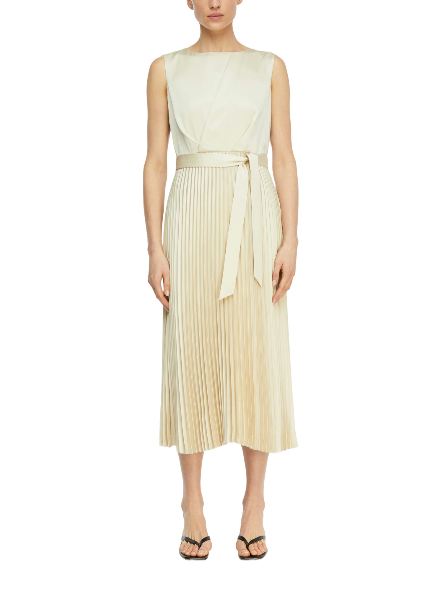 comma Maxikleid natur,Festlich,Polyester,Unifarben,U-Boot,Ärmellos