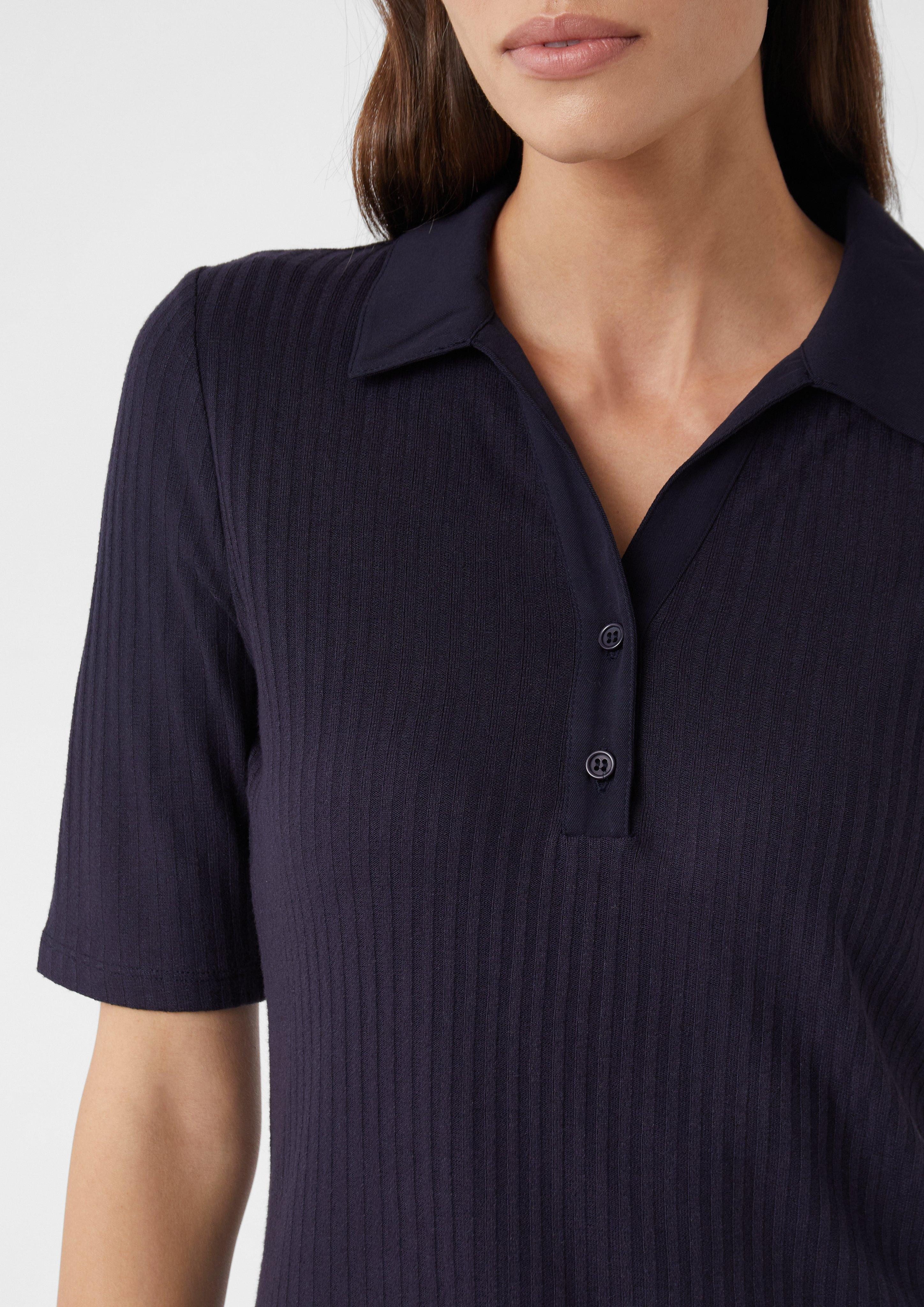 comma Kurzarmshirt Strukturiertes Poloshirt im Slim günstig online kaufen
