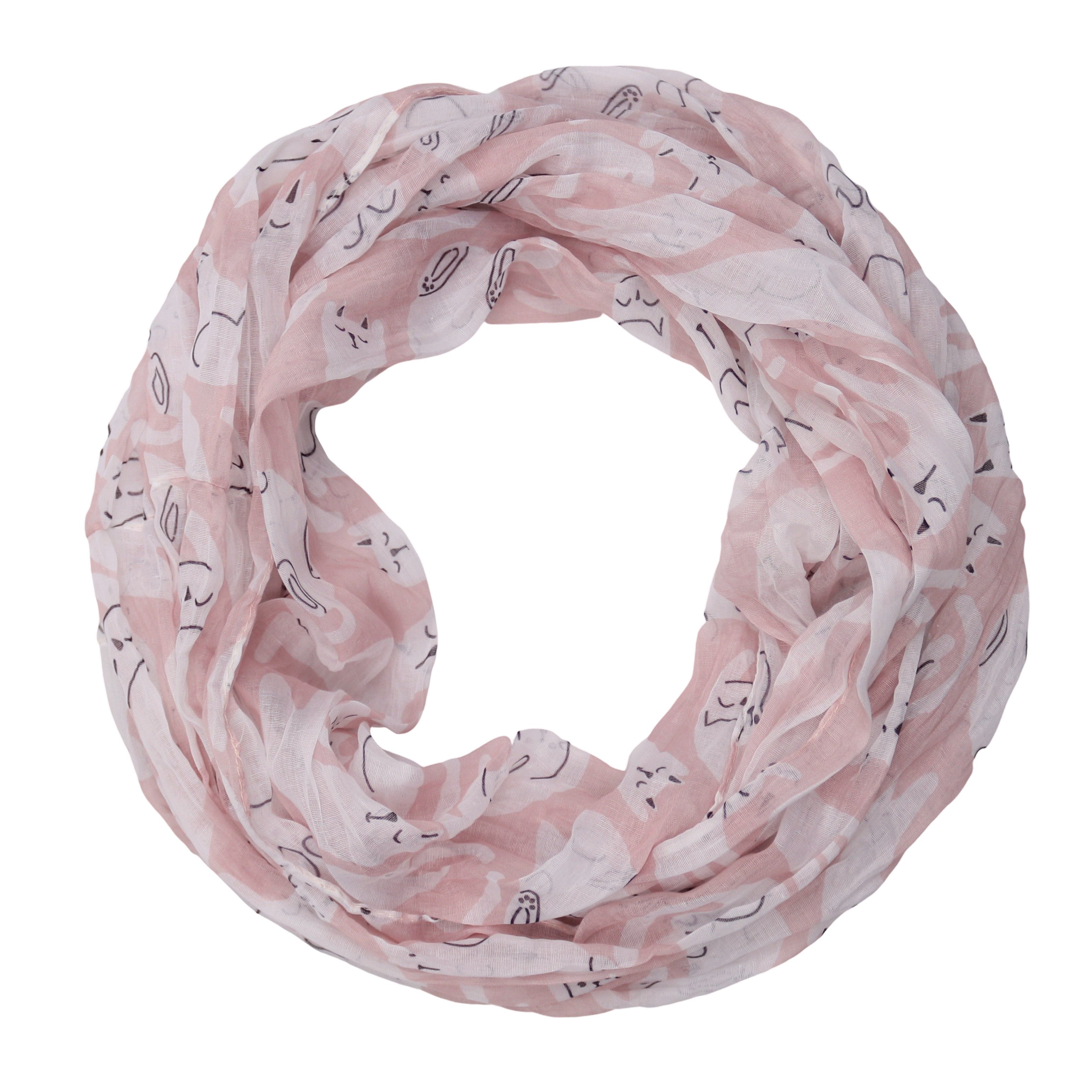 Loop Damen Schal mit Katze-Muster Weich Schlauchschal
