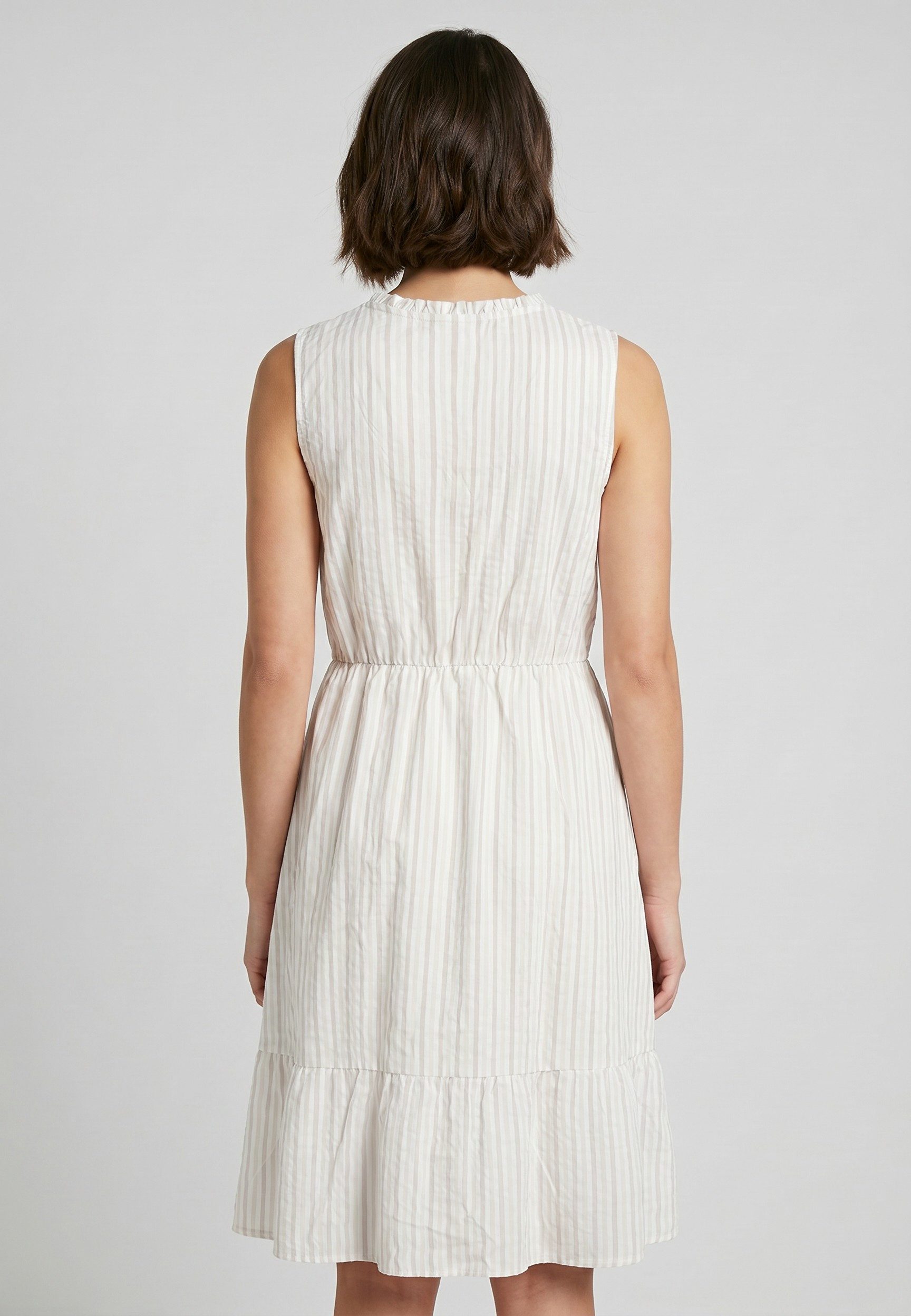 SUBLEVEL Sommerkleid Damen Sommerkleid aus Baumwolle A-Linien Kleid mit Volants, Seersucker Optik