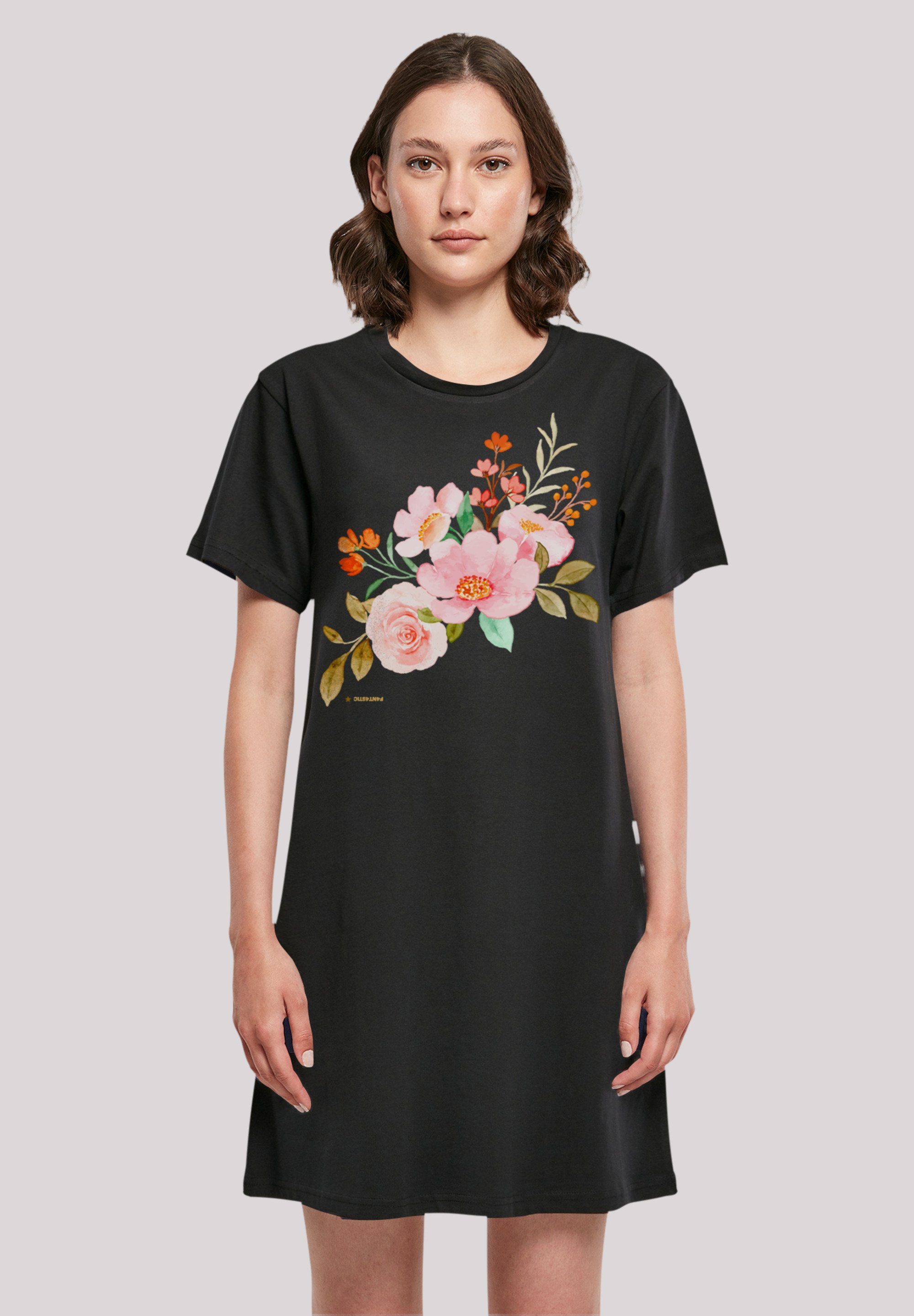 Shirtkleid Blumenmuster Damen T-Shirt Kleid