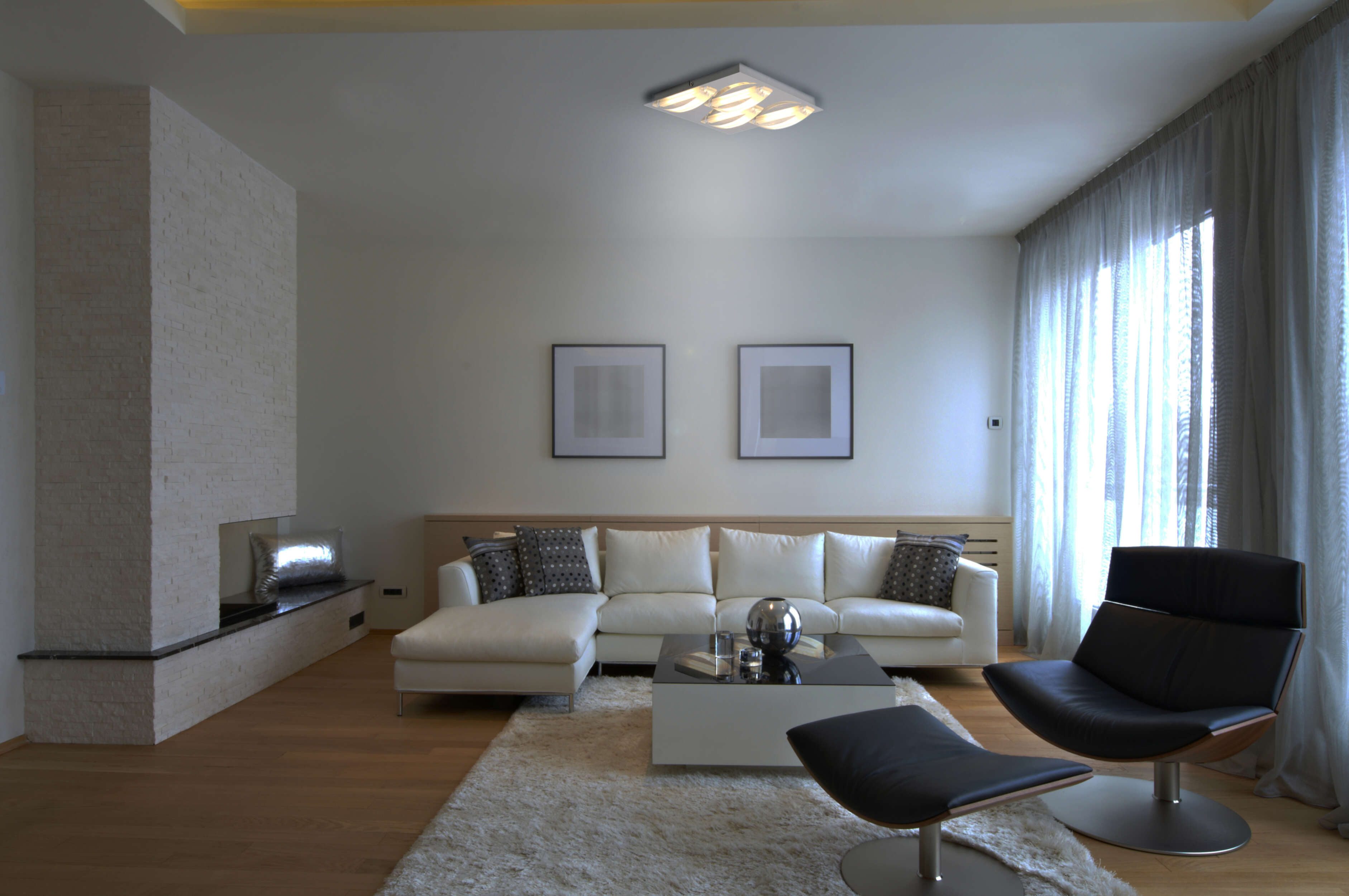 näve LED Deckenleuchte Chur, LED wechselbar, Warmweiß, mit geschwungenen Lichtbögen, Chromfarben, Metall, Acryl