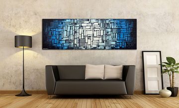WandbilderXXL XXL-Wandbild Cubic Waves 210 x 70 cm, Abstraktes Gemälde, handgemaltes Unikat