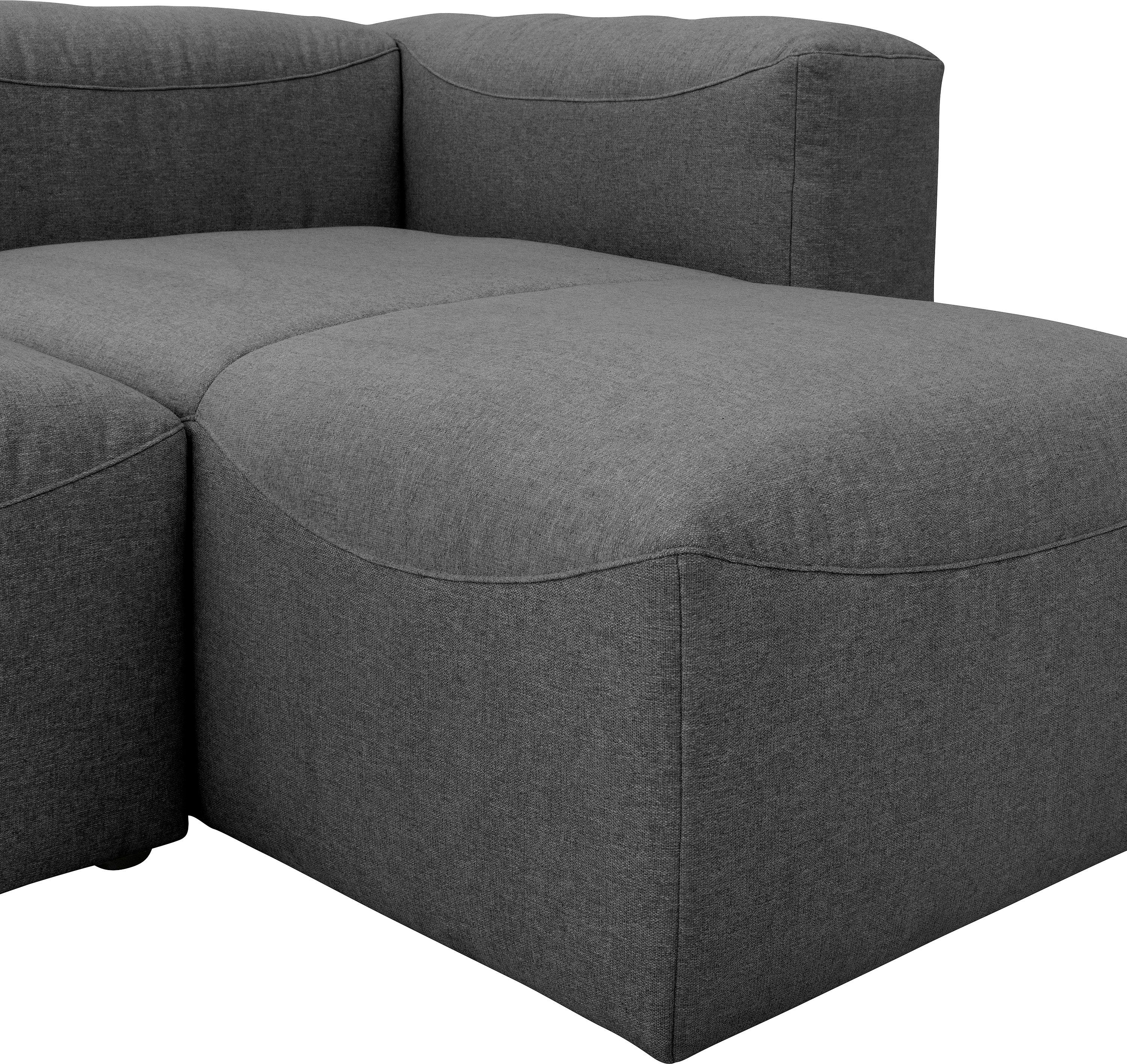 Teile, 3 kombinierbar anthrazit Max 3 03 Sofa-Set Winzer® Sitz-Elementen, Lena, Spar-Set aus Ecksofa individuell
