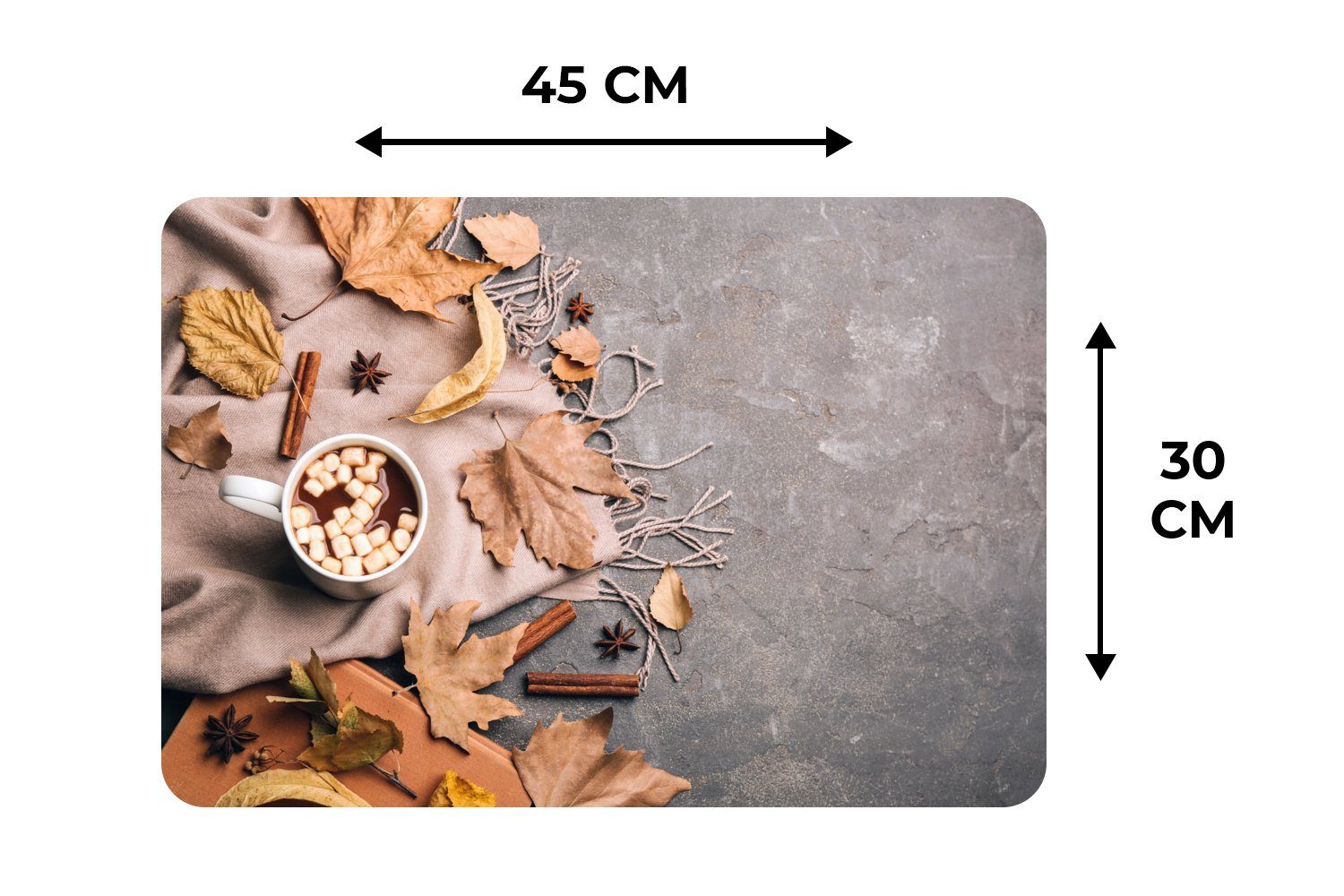 Herbst - Tischmatten, Platzmatte, MuchoWow, - Schokoladenmilch Schmutzabweisend Platzset, (6-St), Platzdecken, Blätter - Platzset, Stilleben,