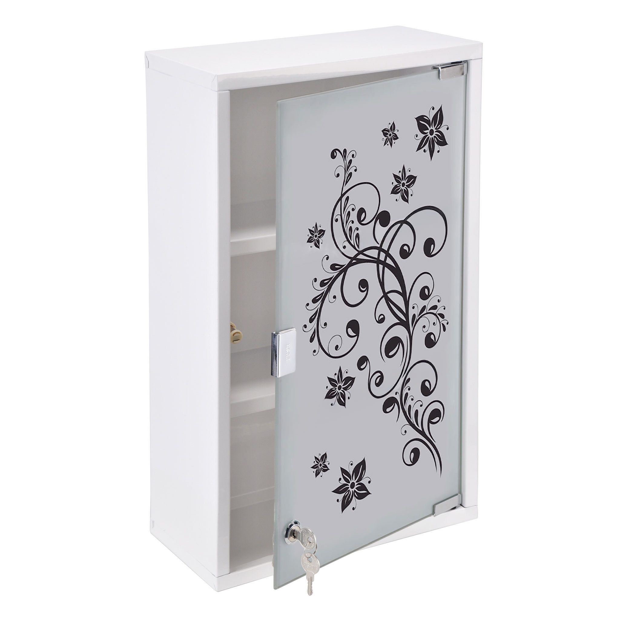 Spetebo Medizinschrank Metall Medizinschrank abschließbar inklusive 2 Schlüssel (Anzahl, 1-St., 50 x 30 cm) Wand Arzneischrank mit 3 Fächern