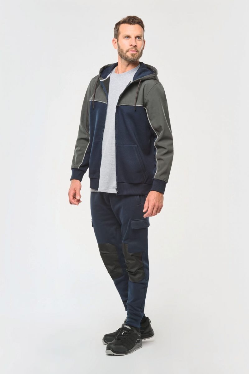 WK. Designed To Work Softshelljacke Umweltfreundliche, zweifarbige Molton-Kapuzenjacke