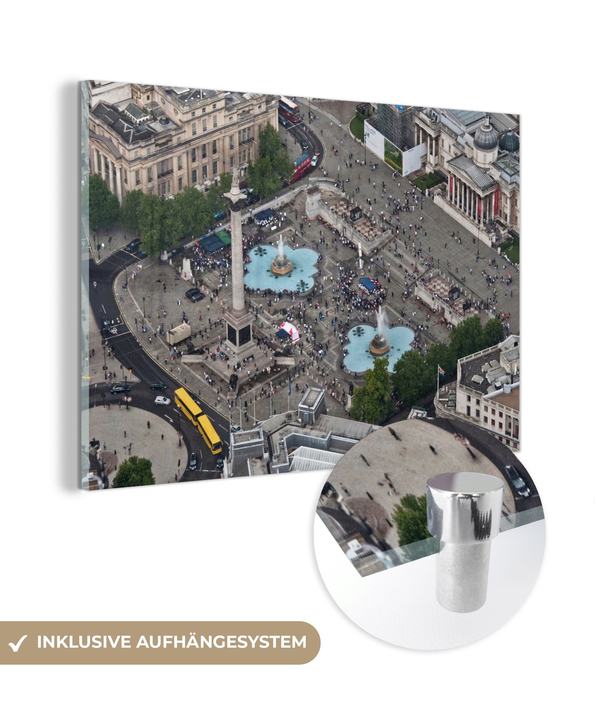 MuchoWow Acrylglasbild Luftaufnahme des Trafalgar Square in London, (1 St), Acrylglasbilder Wohnzimmer & Schlafzimmer