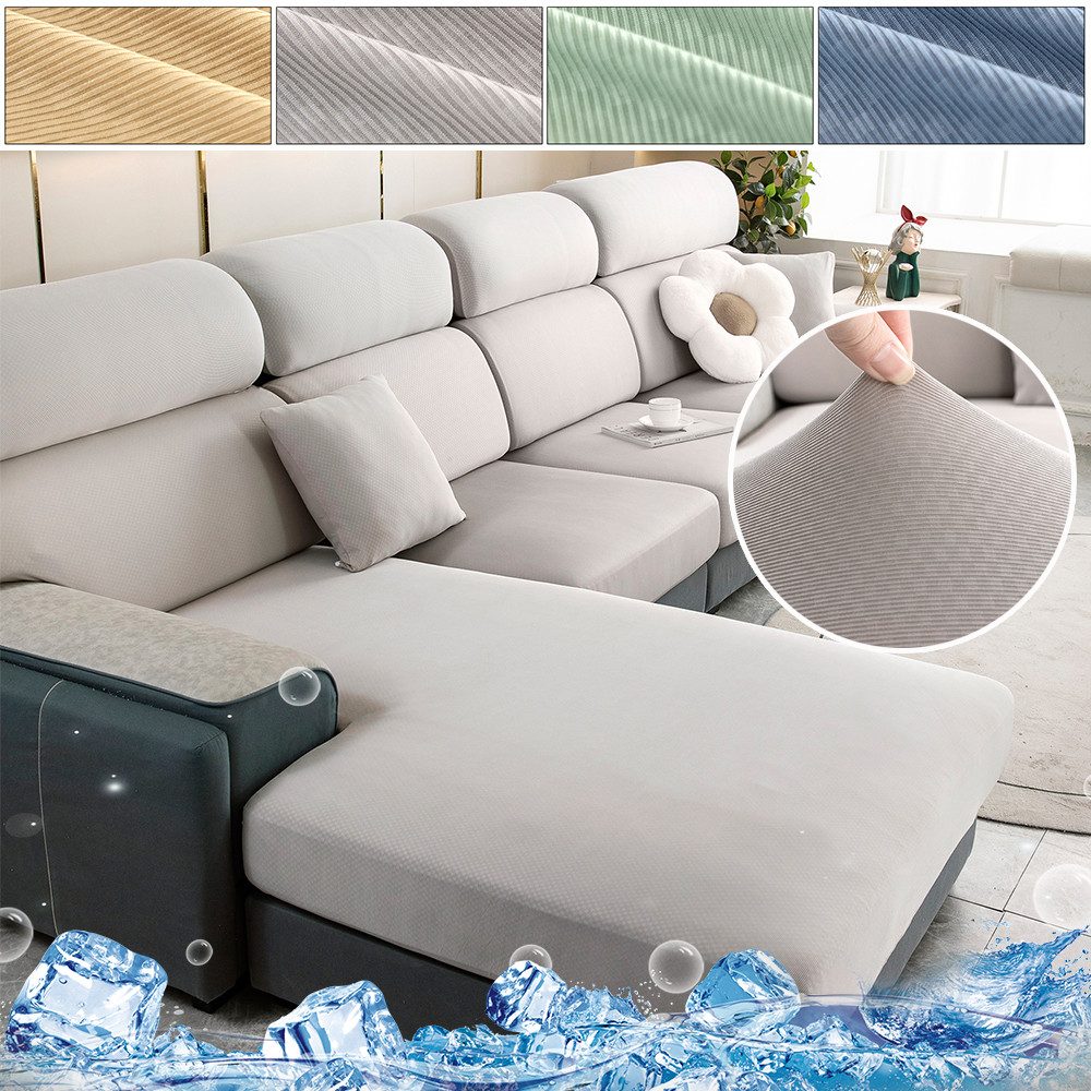 Jibenhome Sofahusse Sofa überzug 3 Sitzer, Sitzkissenbezug für Couch Stretch, Sofa Cover, Sofabezug 1/2 Sitzer, Couch bezüge Summer Kühlung Elastischer Husse