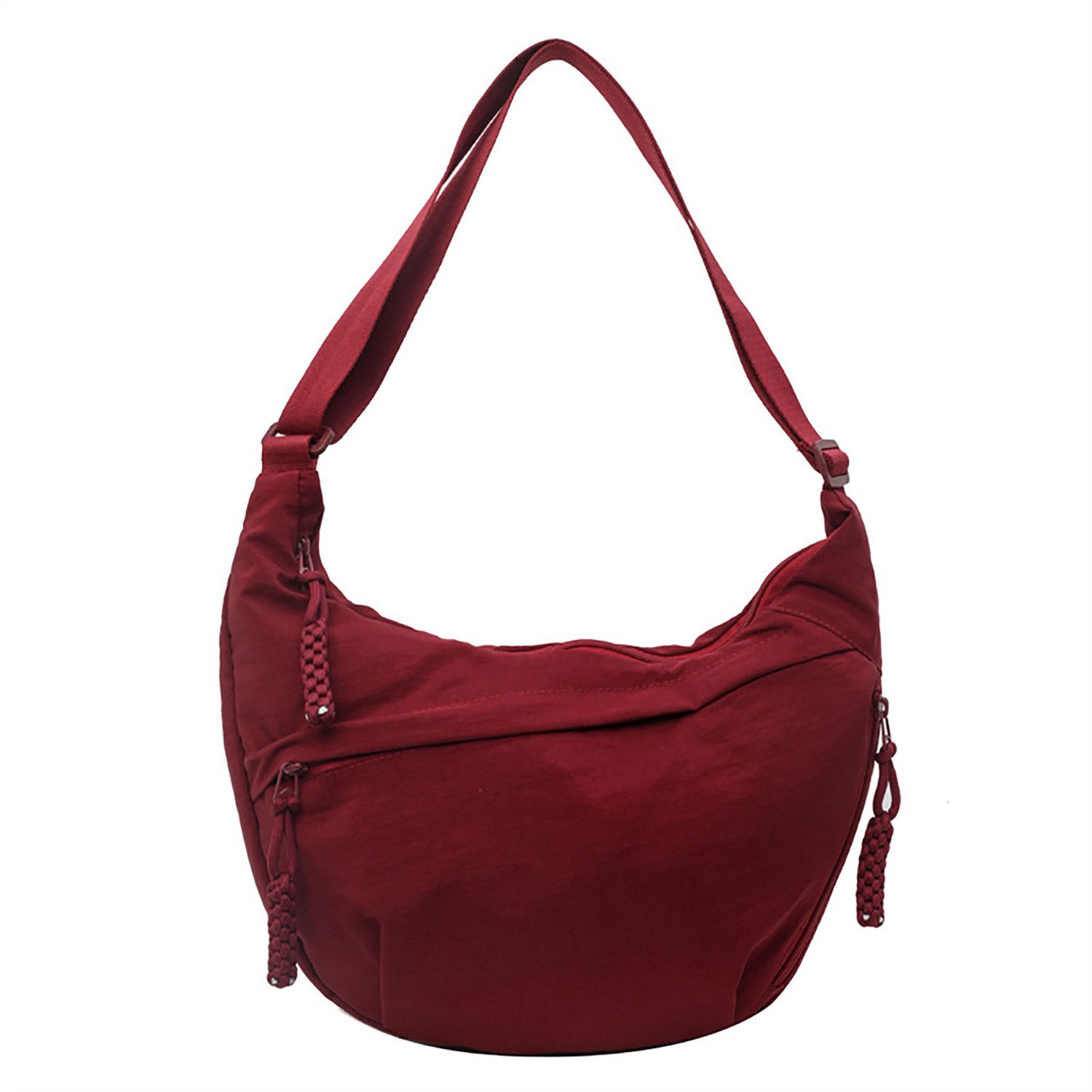 Refttenw Umhängetasche Halbmond Crossbody Bag Hobo Tasche mit Reißverschluss, aus leichtem und starkem Nylon, 34x22x9cm