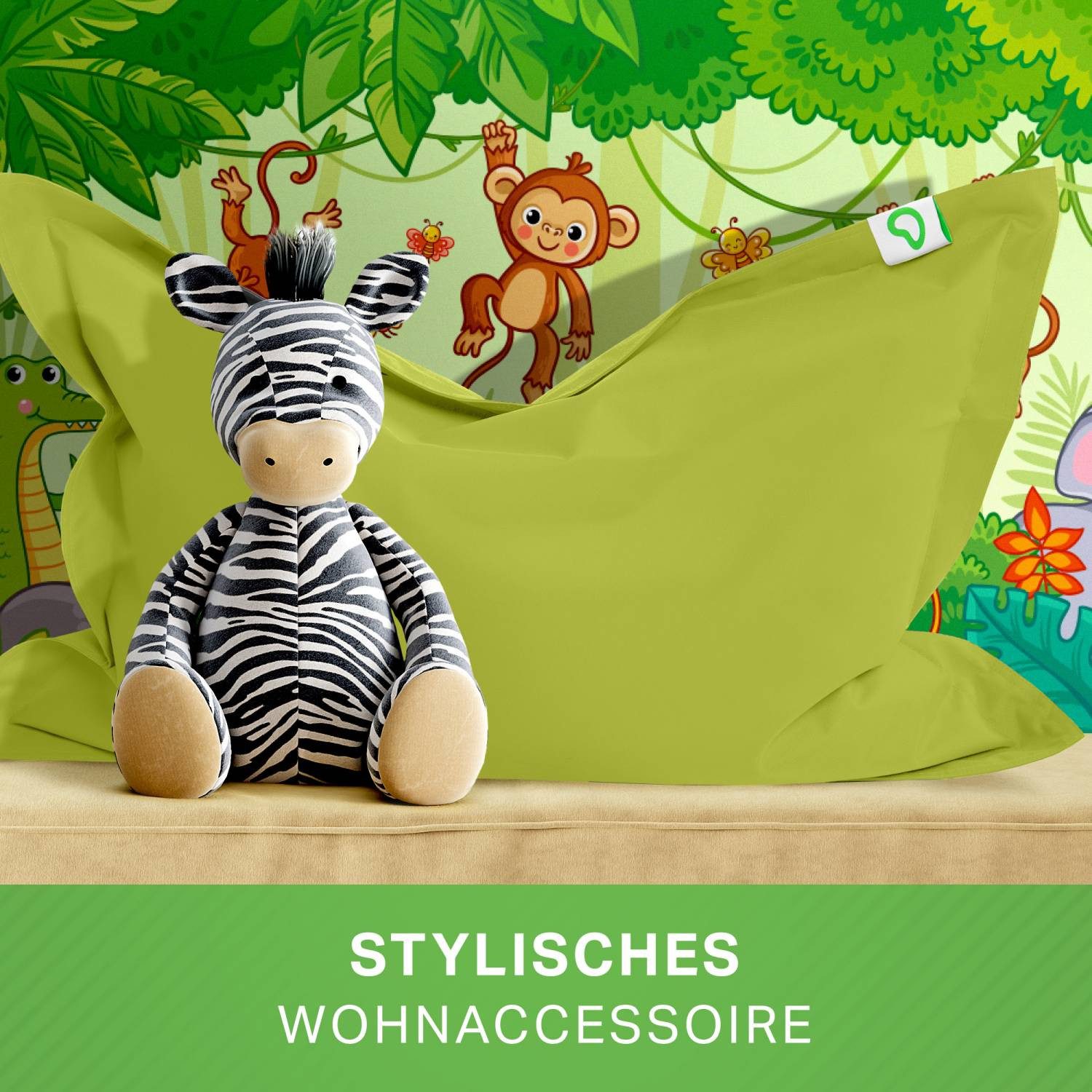 Green Bean Sitzsack Kinder-Sitzsack 70x100cm - 70 Liter (Kinder-Sitzsack 70x100cm & 70 Liter EPS-Perlen Füllung, - Indoor & Outdoor - Bean Bag Sitzkissen Bodenkissen), Sessel Riesensitzsack Liegekissen für Jungen & Mädchen