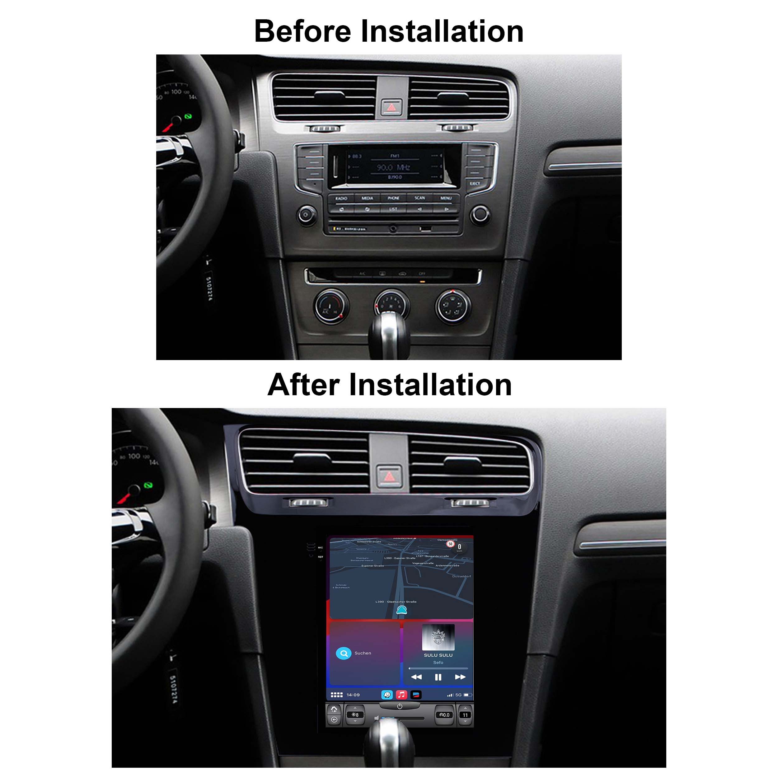 TAFFIO Für VW Golf 7 9.7" Touchscreen Android Autoradio GPS Navi CarPlay Einbau-Navigationsgerät