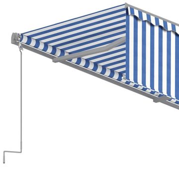 furnicato Markise Manuell Einziehbar mit Rollo 4x3 m Blau & Weiß