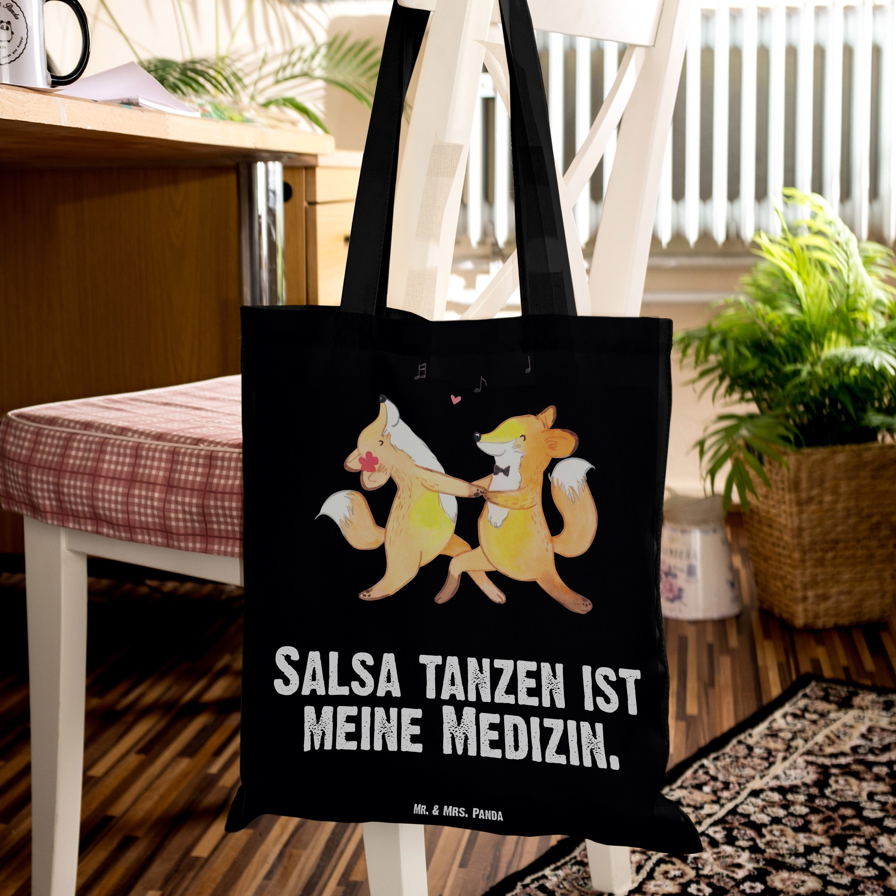 tanzen Panda Schwarz Tragetasche Füchse Geschenk, - Medizin Jutebe & Stoffbeutel, (1-tlg) Mrs. Mr. - Salsa