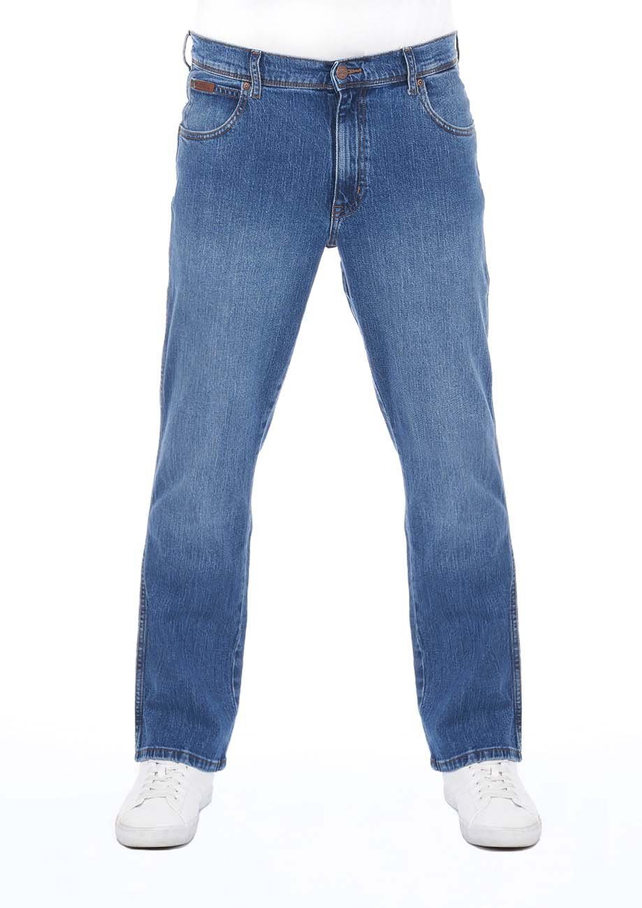 Wrangler Straight-Jeans Herren Jeanshose Texas Stretch Regular Fit Denim Hose mit Stretch Blue Whirl (WSS1P311E)