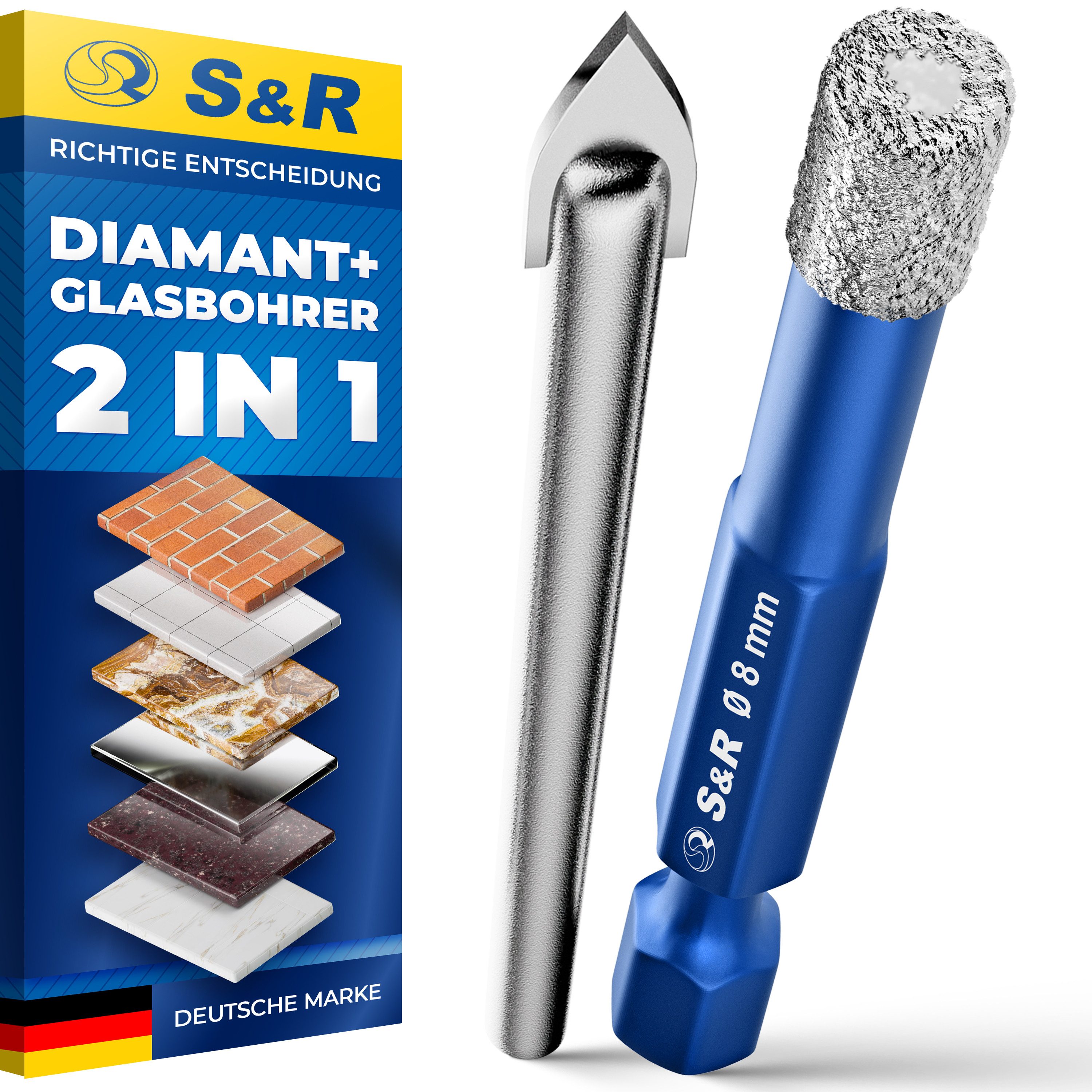 S&R Bohrersatz Diamantbohrer, Fliesenbohrer, Glasbohrer, (Set 4-tlg. 5, 6, günstig online kaufen