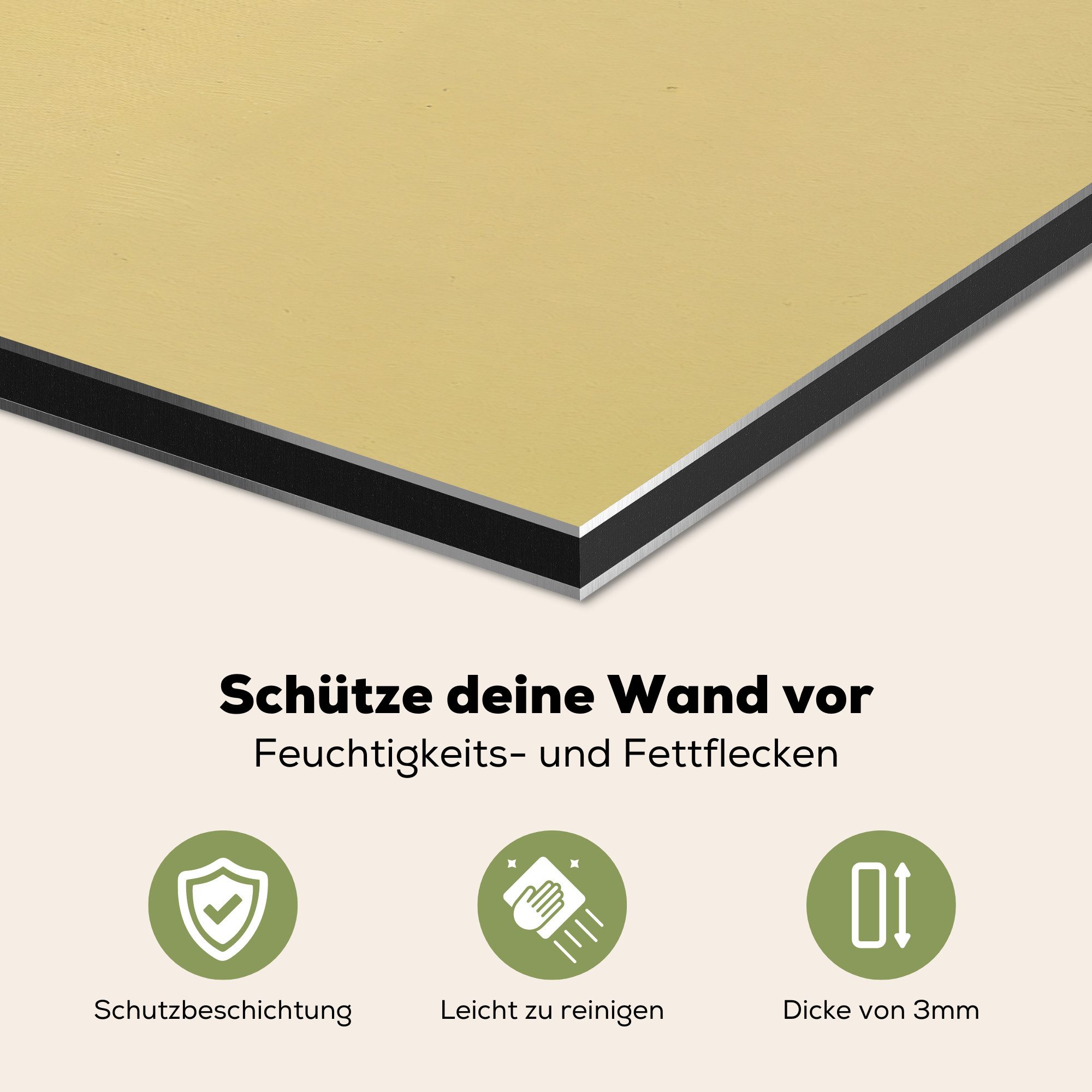 KitchenYeah Küchenrückwand Teekanne - Tasse - Beige - Illustration, (1-tlg), Spritzschutz Küchenrückwand, Wandschutz, 60x30 cm