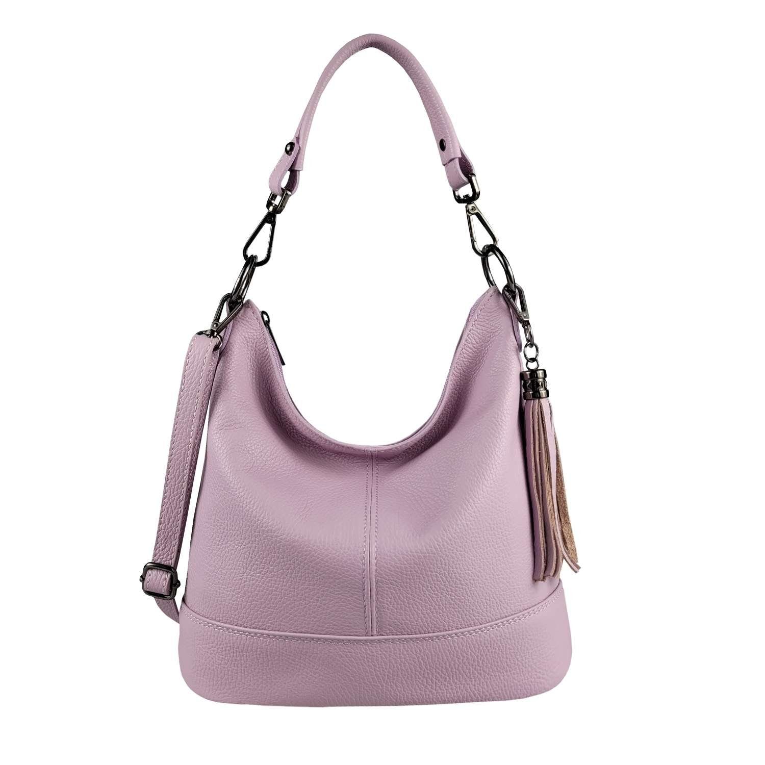 Schultertasche Made in Italy Damen Leder Tasche Shopper
