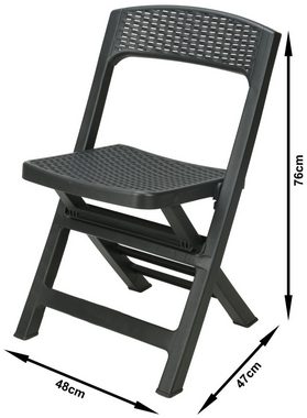 Progarden Sitzgruppe Schwarz, (3-tlg), Möbelset, 2 Stühle, 1 Tisch, Kunststoff, Rattan-Optik
