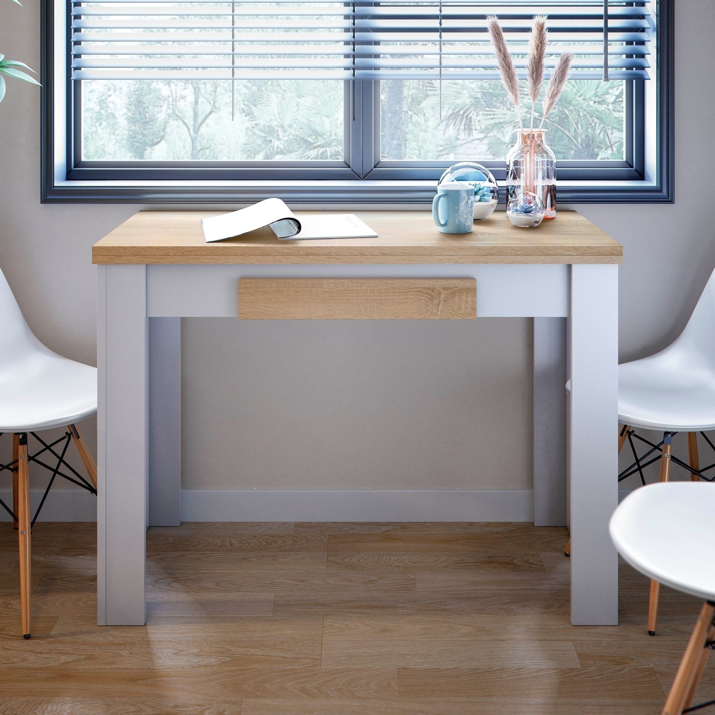 freiraum Klapptisch Clapp, in Weiß / Eiche Dekor - 110x79/77,5x50/100 (BxHxT)