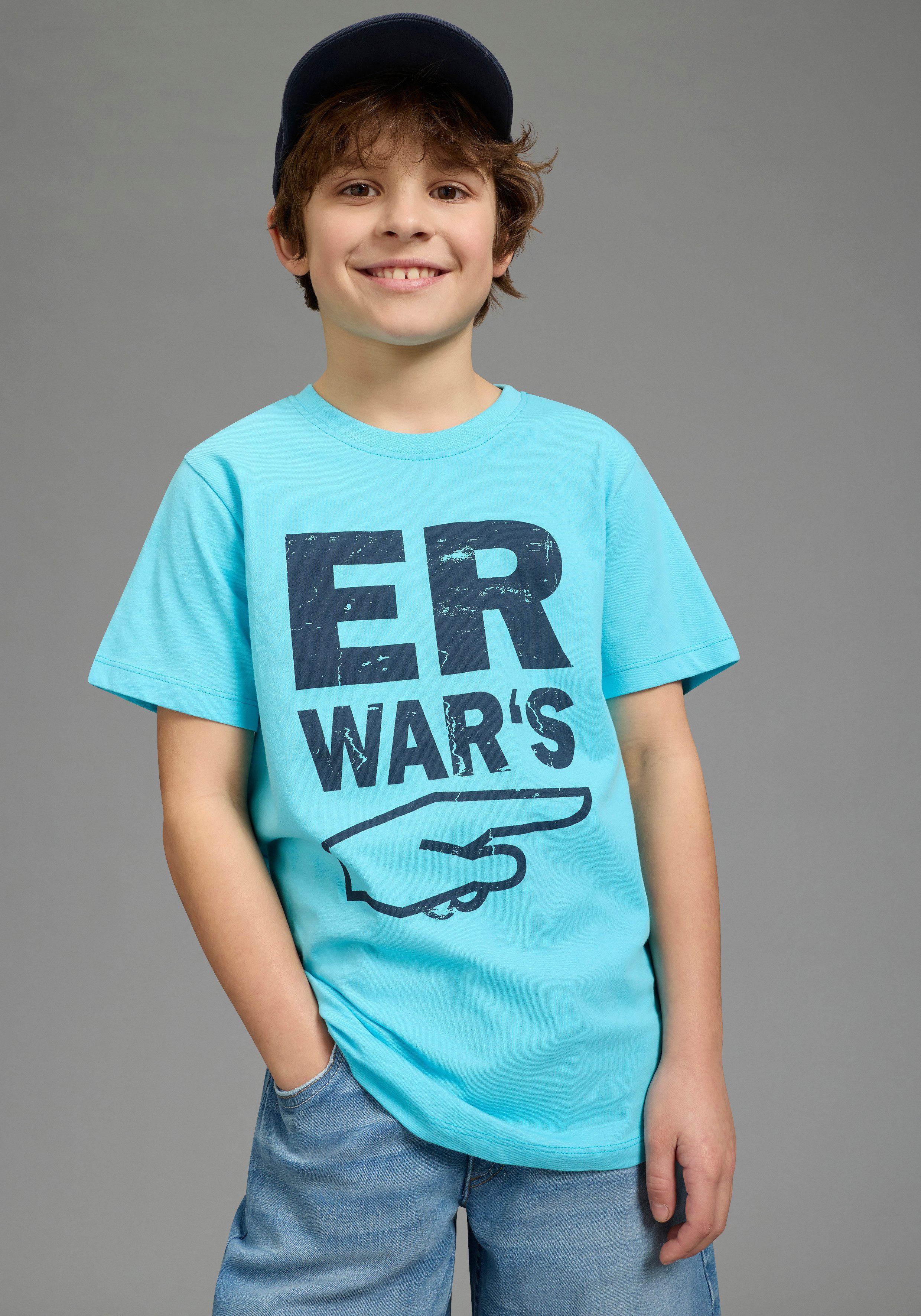 KIDSWORLD T-Shirt Sprücheshirt: ER WAR`S Immer einen coolen Spruch parat. Sprücheshirt
