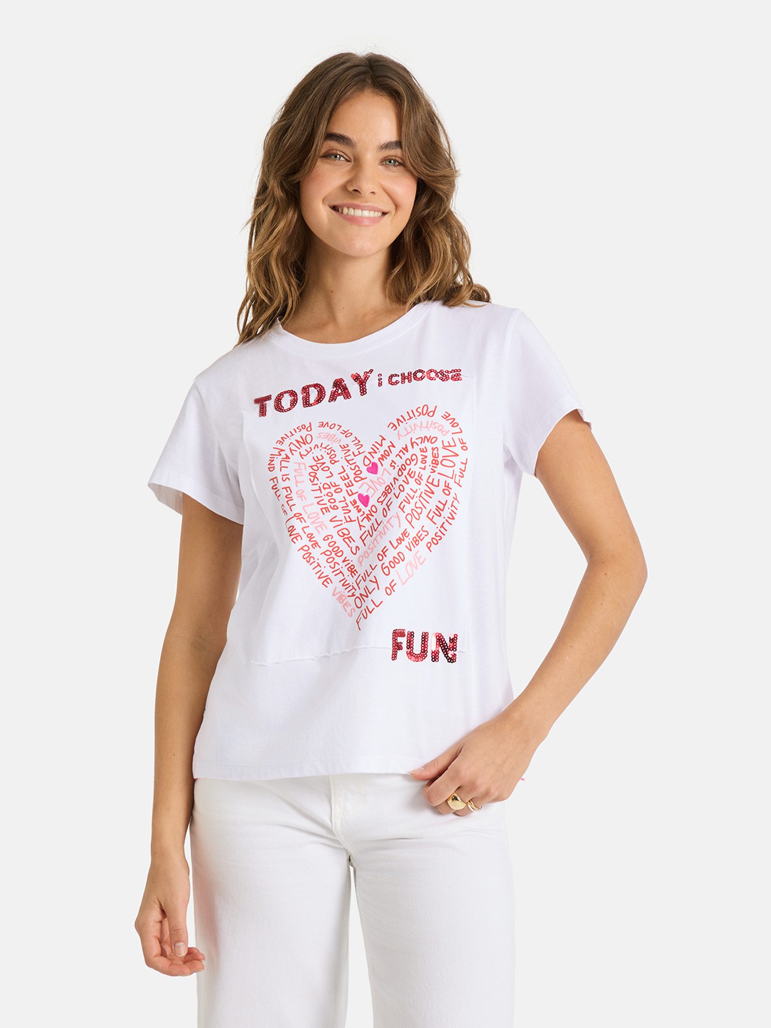 Lieblingsstück T-Shirt CleoL mit Print & Paillettenbesatz vorn günstig online kaufen