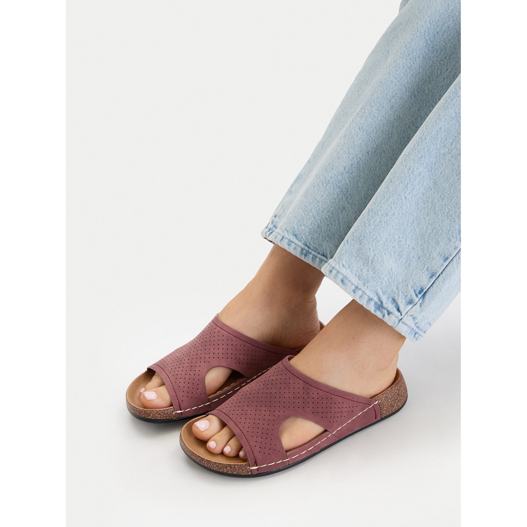 Go Soft Go Soft Damen-Flip-Flops in Burgunderrot Badepantolette