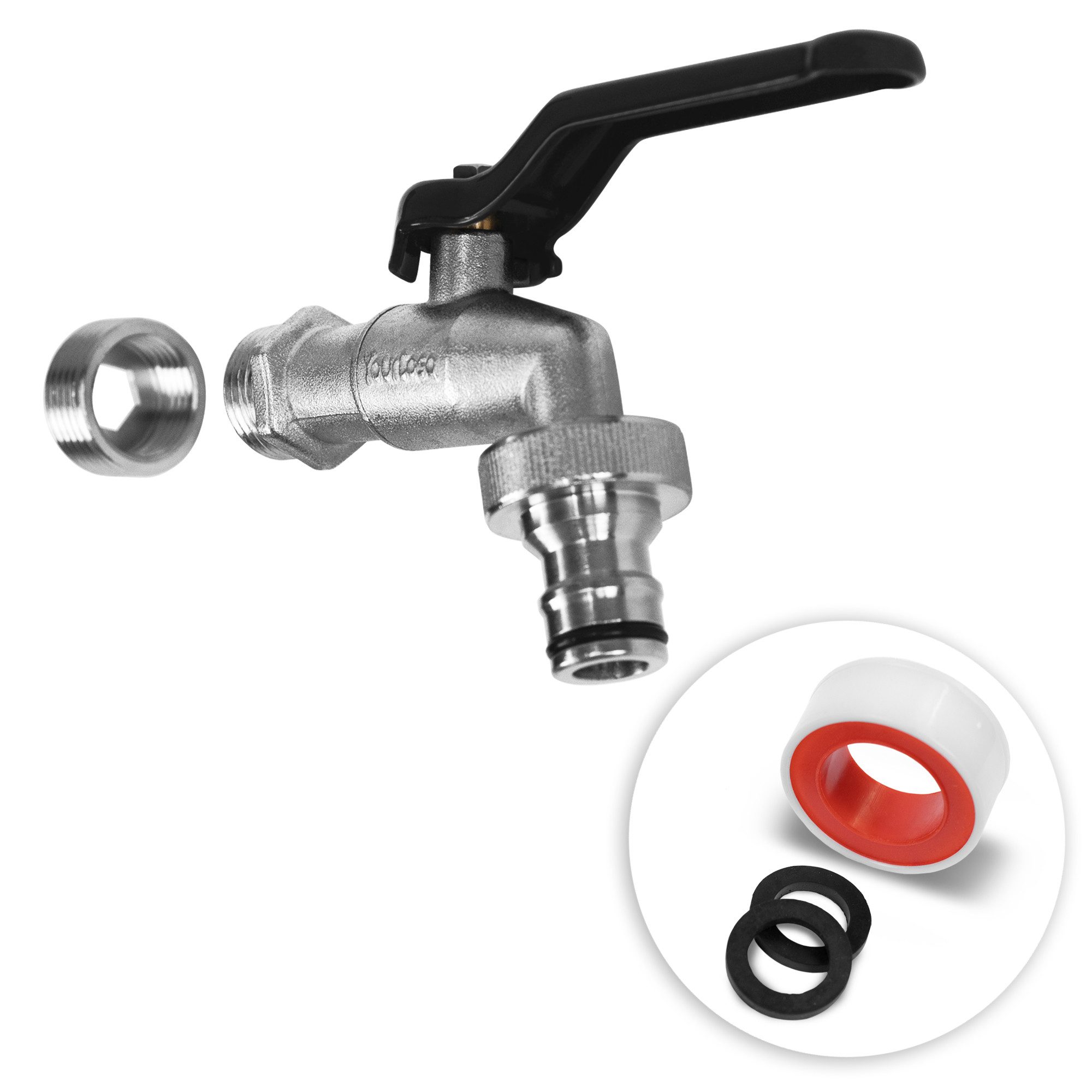 YourCasa Absperrventil Wasserhahn Garten 1/2 Zoll & 3/4 Zoll aus Messing, Messing, Schnellkupplung, Adapter auf 3/4 Zoll