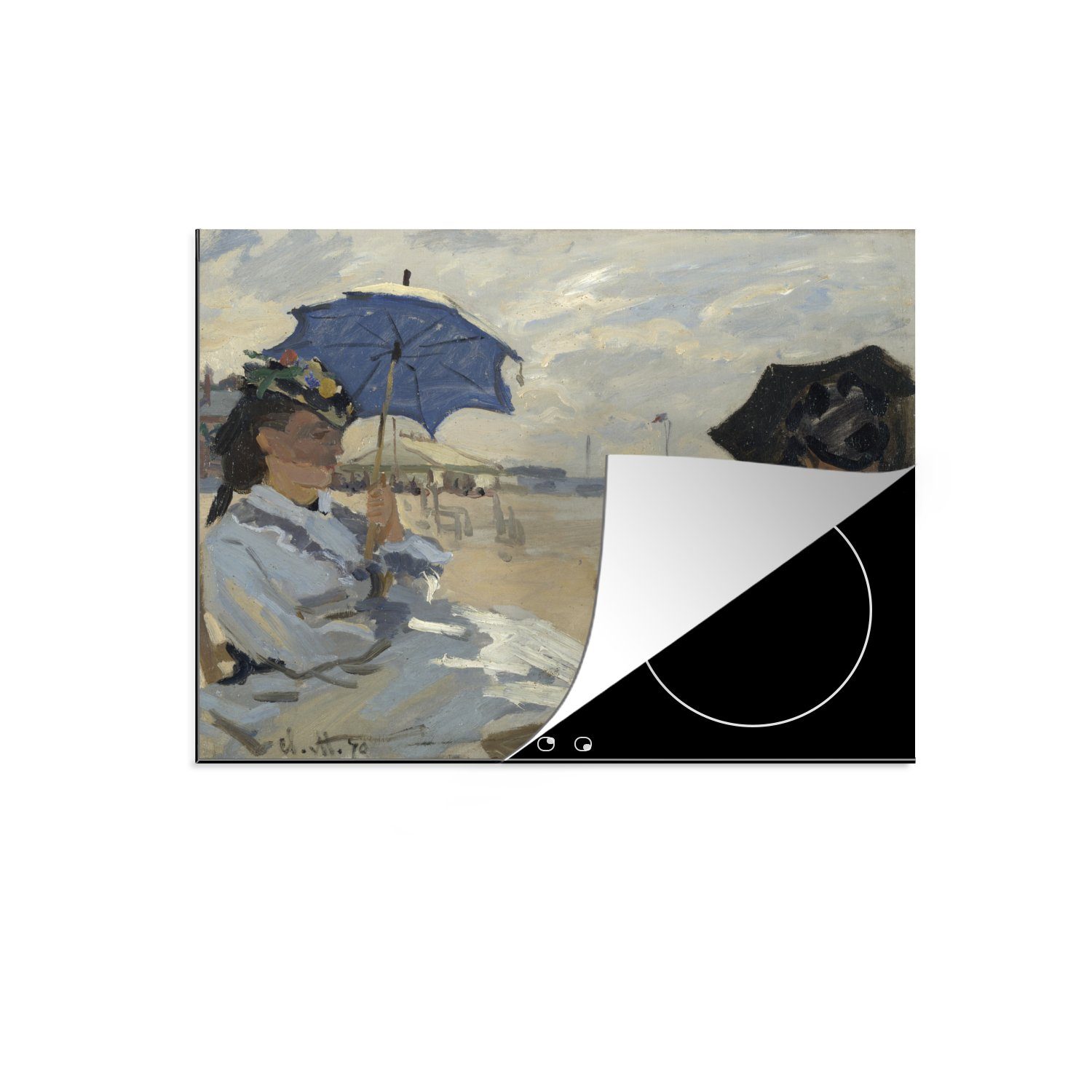 MuchoWow Herdblende-/Abdeckplatte Der Strand das (1 Ceranfeldabdeckung tlg), - Trouville für Claude küche, von Gemälde die Induktionsmatte 59x52 cm, Monet, Vinyl, von