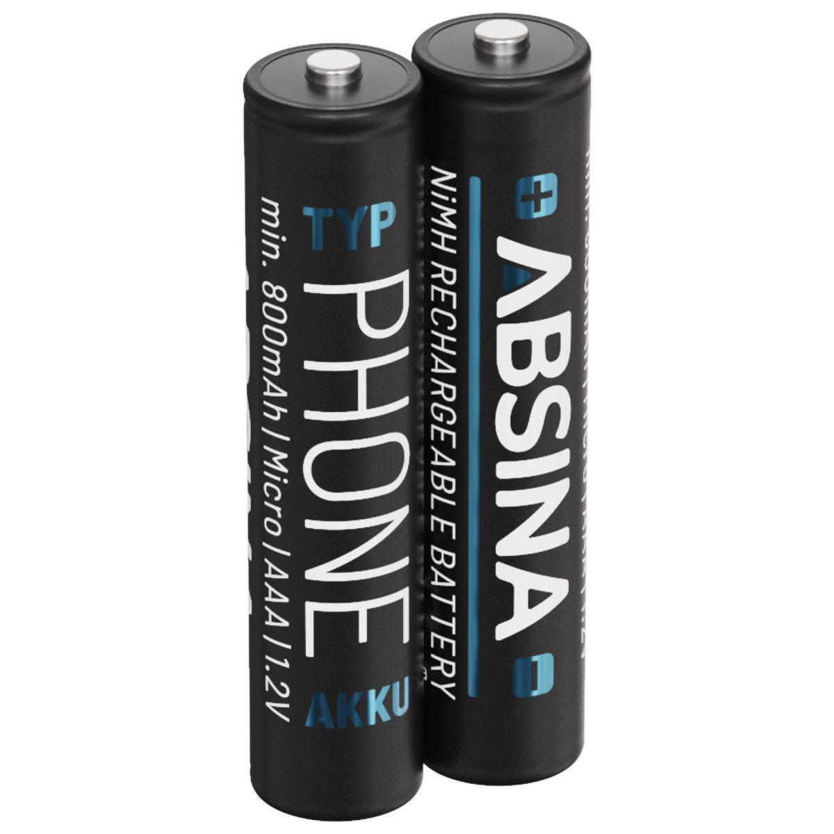 ABSINA Akku AAA für Telefon 800 mAh - 2x NiMH Telefonakkus Akkus Batterien Akku 800 mAh (1.2 V)