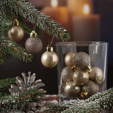 MARELIDA Weihnachtsbaumkugel Christbaumkugel bruchfest D: 3cm glänzend matt glitzernd creme 14St (14 St)
