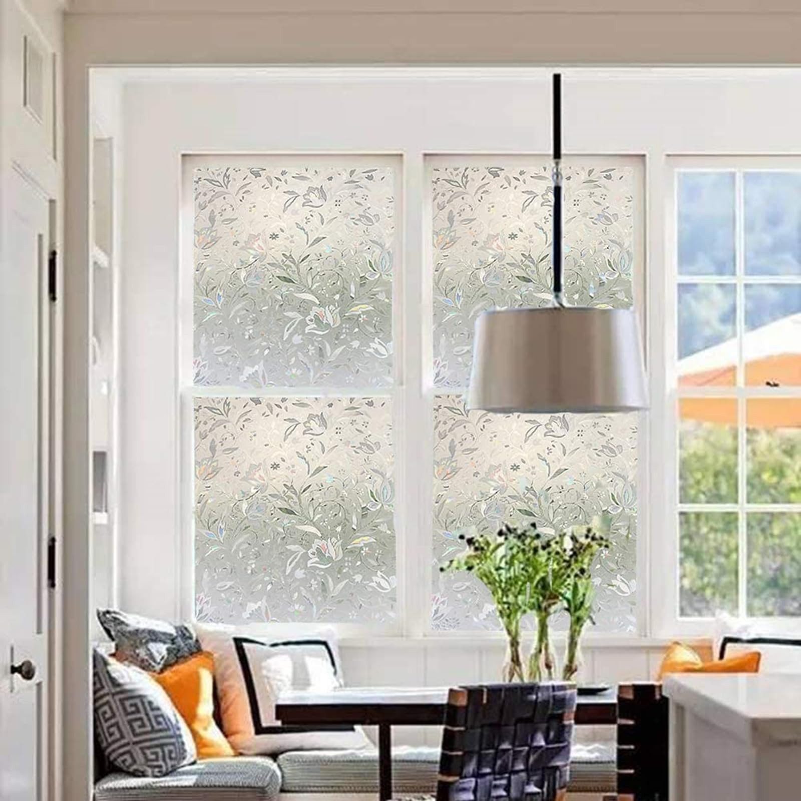 Diwzbyn Fensterfolie Blickdicht Selbsthaftende, Regenbogen Statisch No-Glue, Bunt Tulpe, Sichtschutzfolie, Anti-UV Sonnenschutzfolie für Wohnzimmer – Bild 2 von 5
