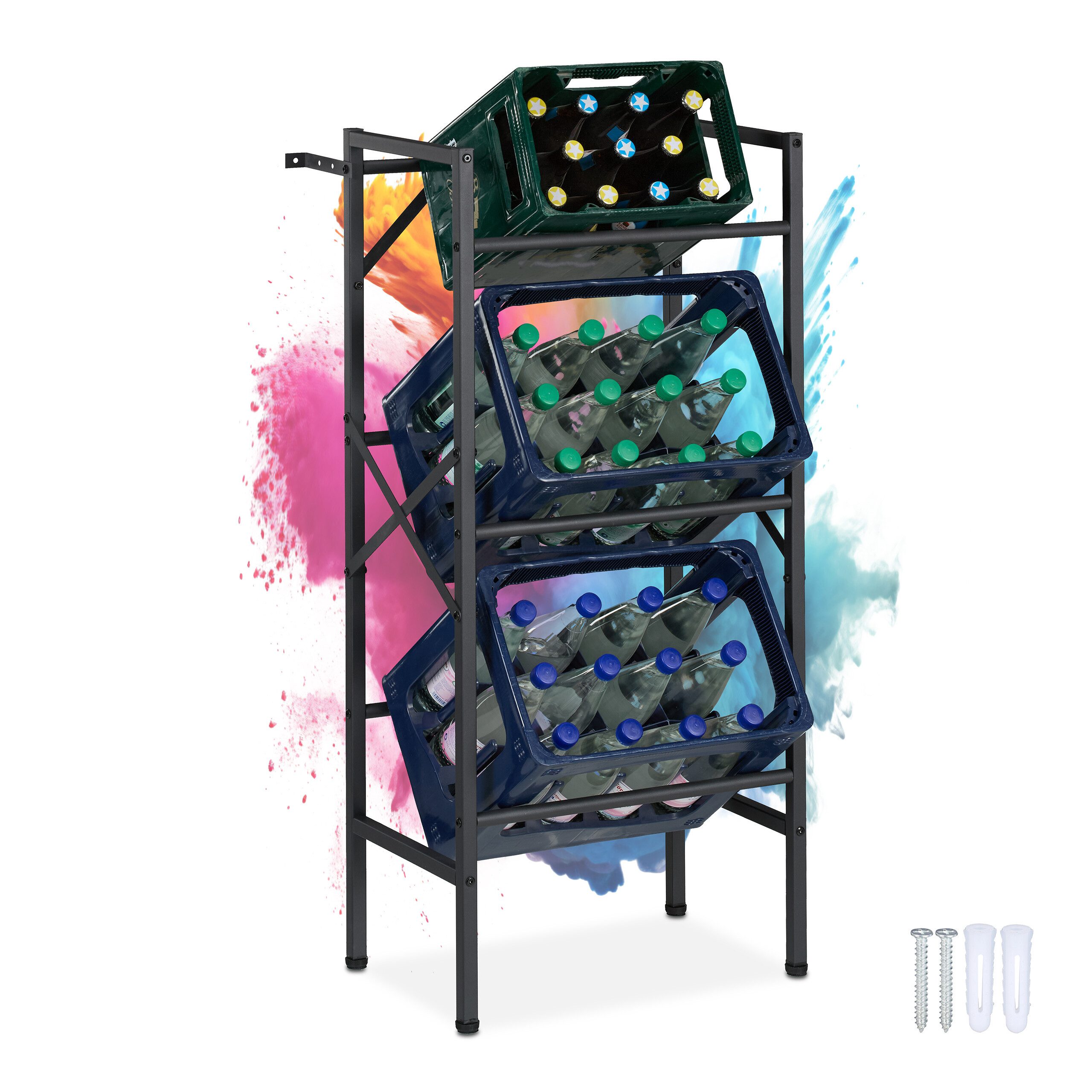 relaxdays Kastenständer Getränkekistenregal für 3 Kisten günstig online kaufen