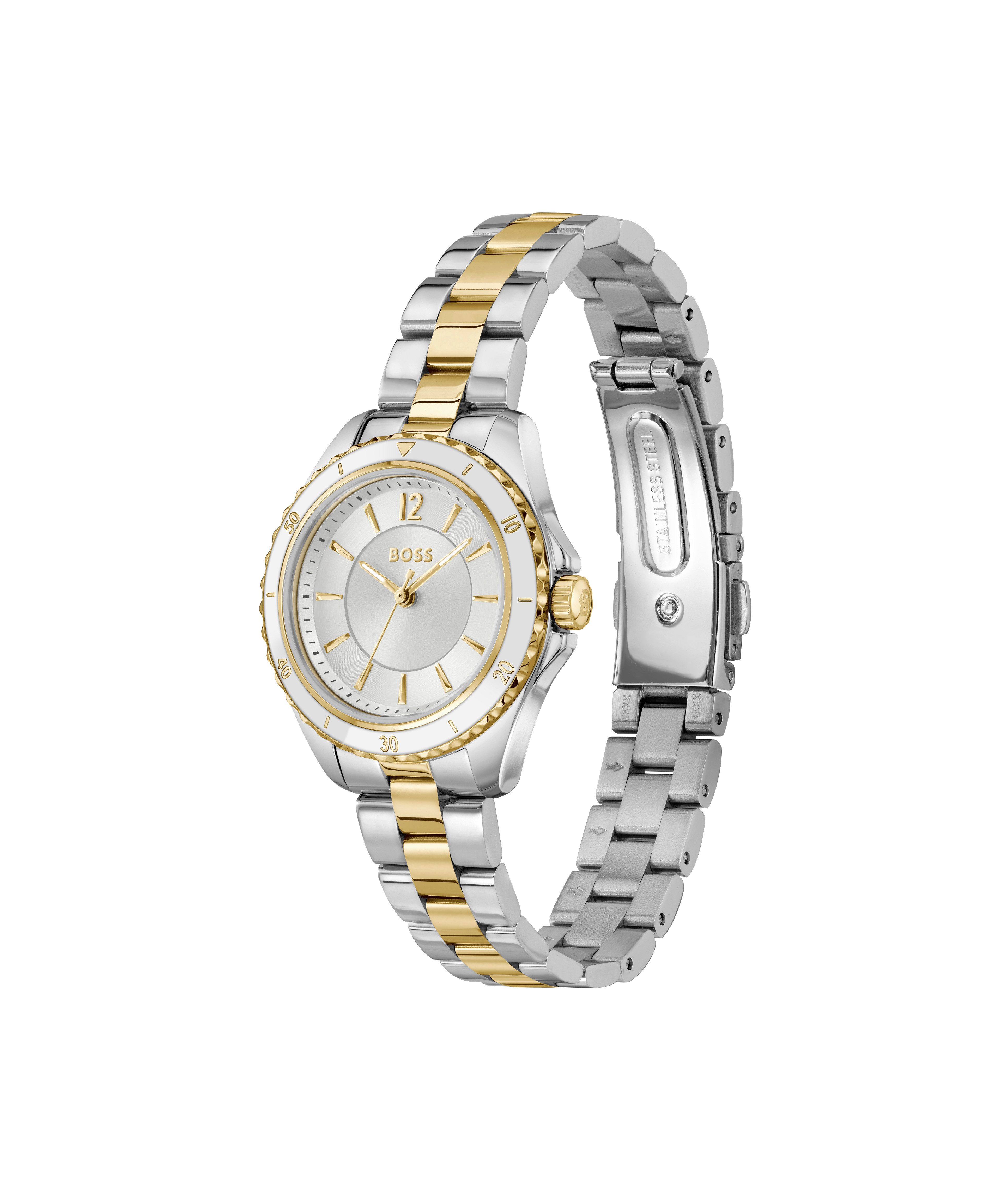BOSS Quarzuhr SAGE AQUA 1502848, Armbanduhr, Damenuhr, Edelstahlarmband, analog