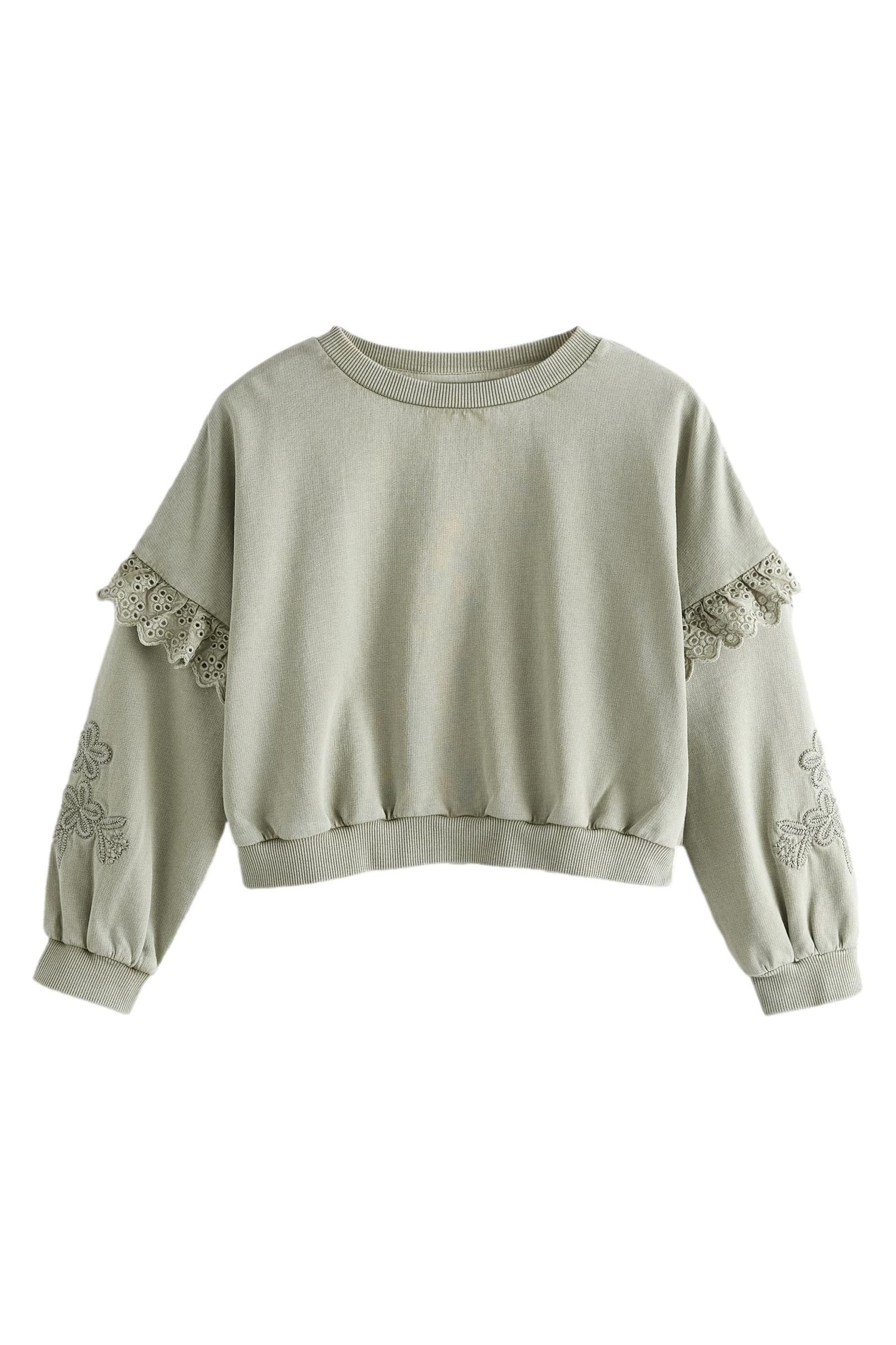 Next Sweater Kastiges Langarm-Sweathirt mit Stickerei günstig online kaufen