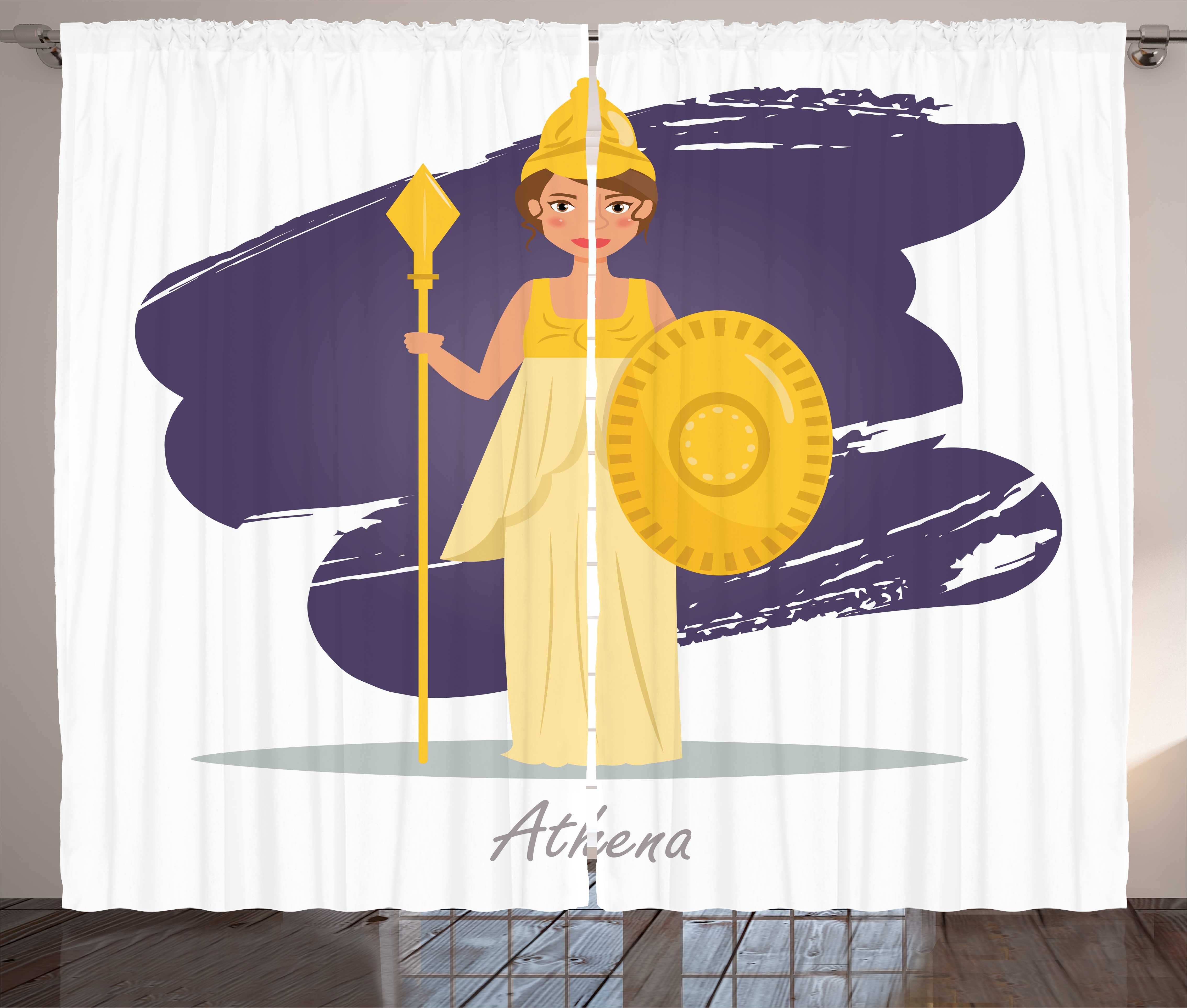 mit Abakuhaus, Haken, Schlaufen Lady Kalligraphisches und in Schlafzimmer Kräuselband Gardine Rüstung Vorhang Athena