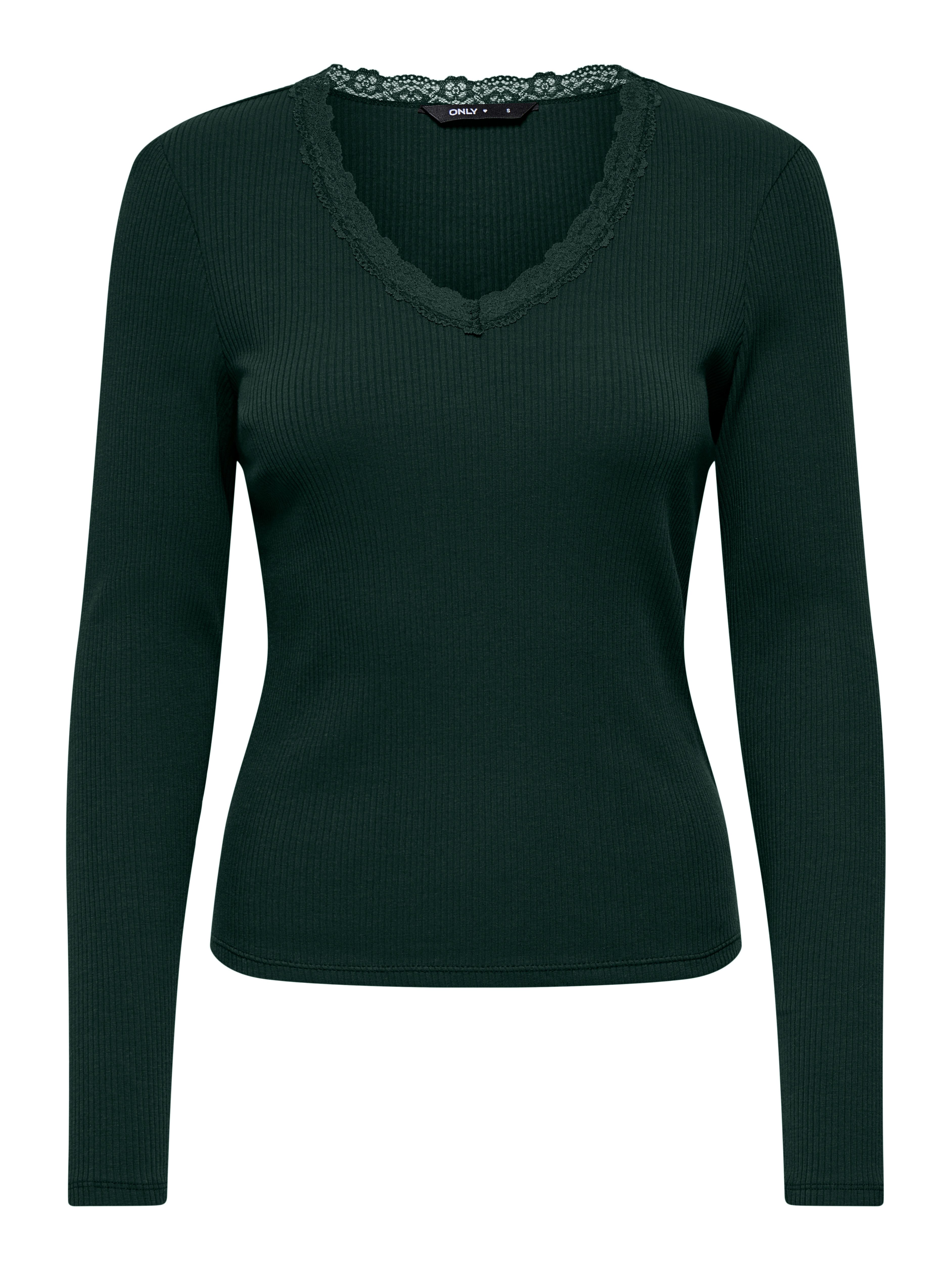 ONLY V-Shirt ONLSARA SHARAI L/S V-NECK TOP JRS Baumwollmischung, slim fitregular fit